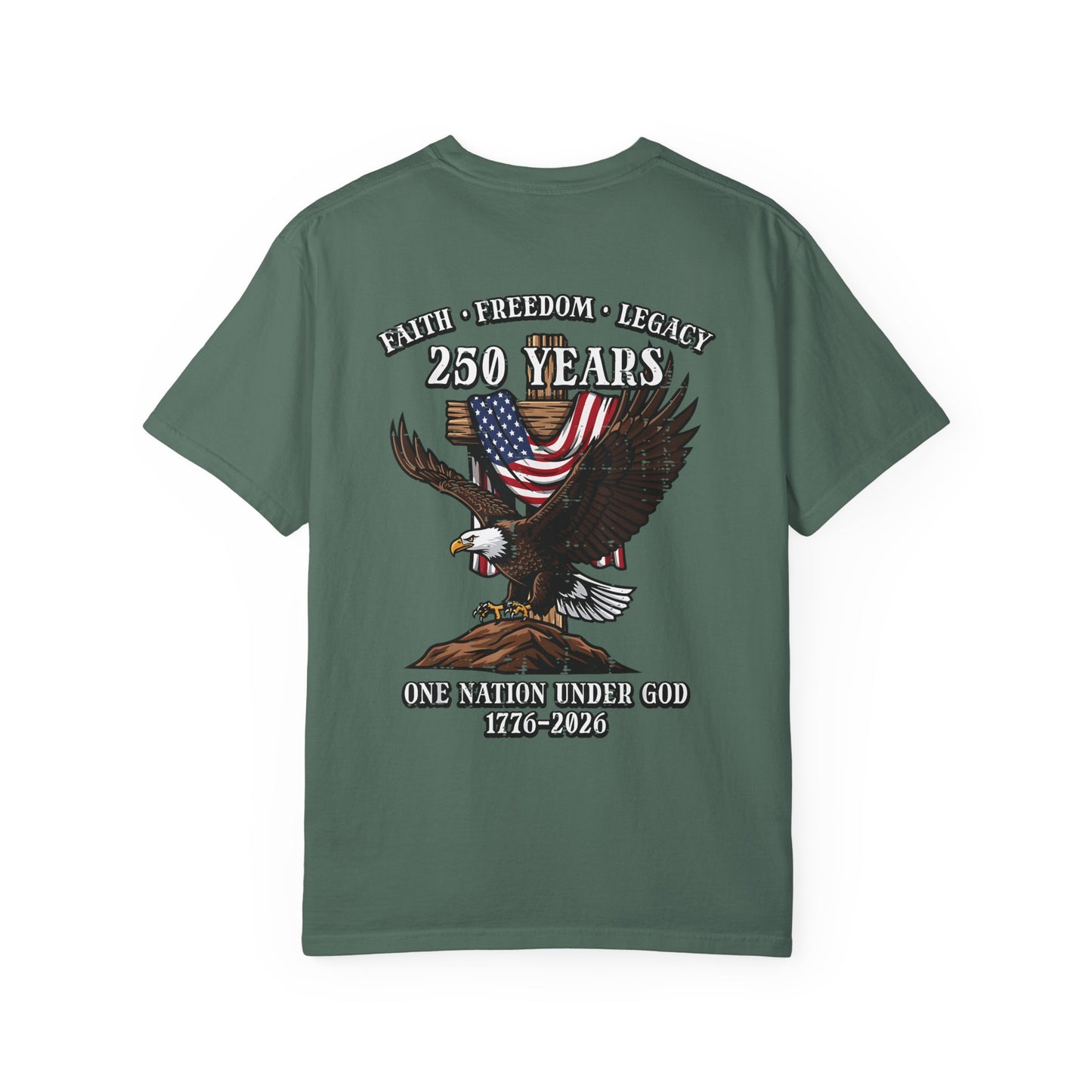 Patriotic Eagle T-Shirt — "250 Years" One Nation Under God (1776–2026)
