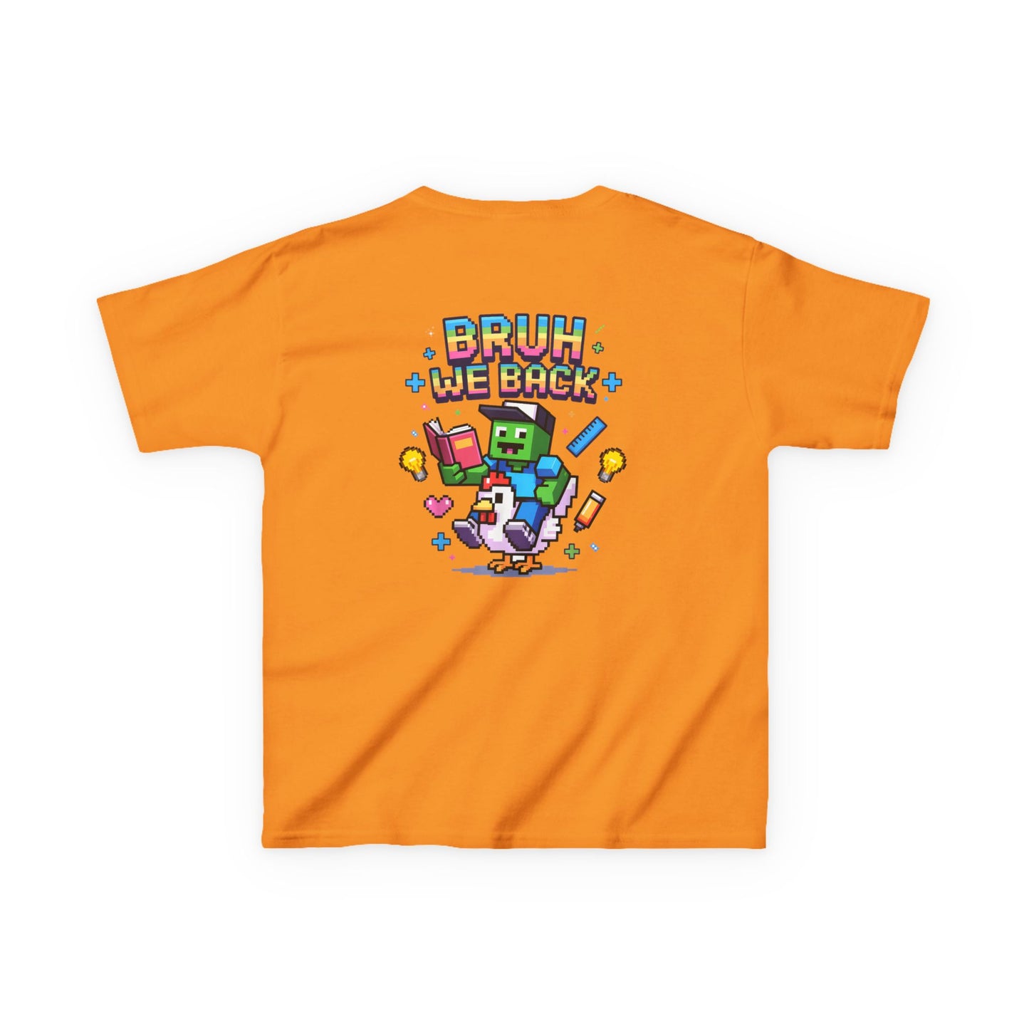 Kids Tee — 'Bruh We Back' Pixel Skateboard Gamer Shirt