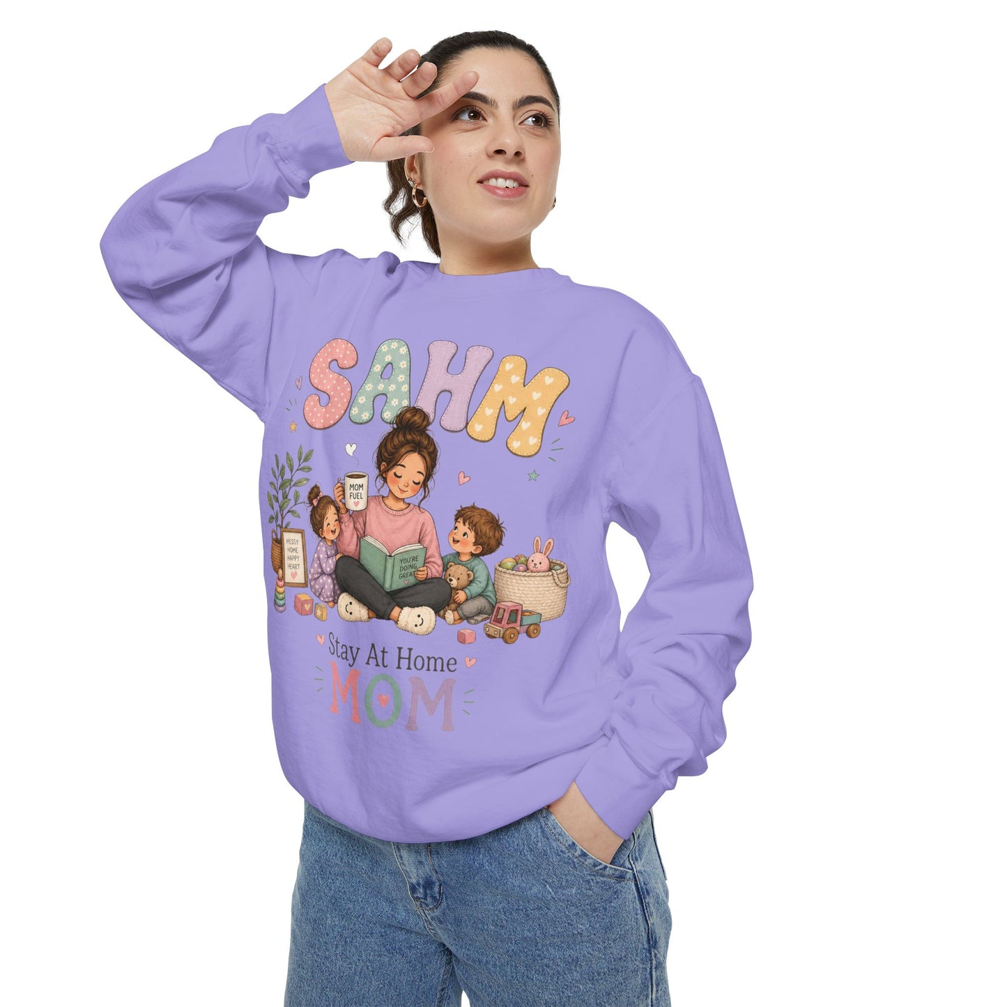 Stay At Home Mom Sweatshirt — SAHM Cozy Family Graphic Sweatshirt