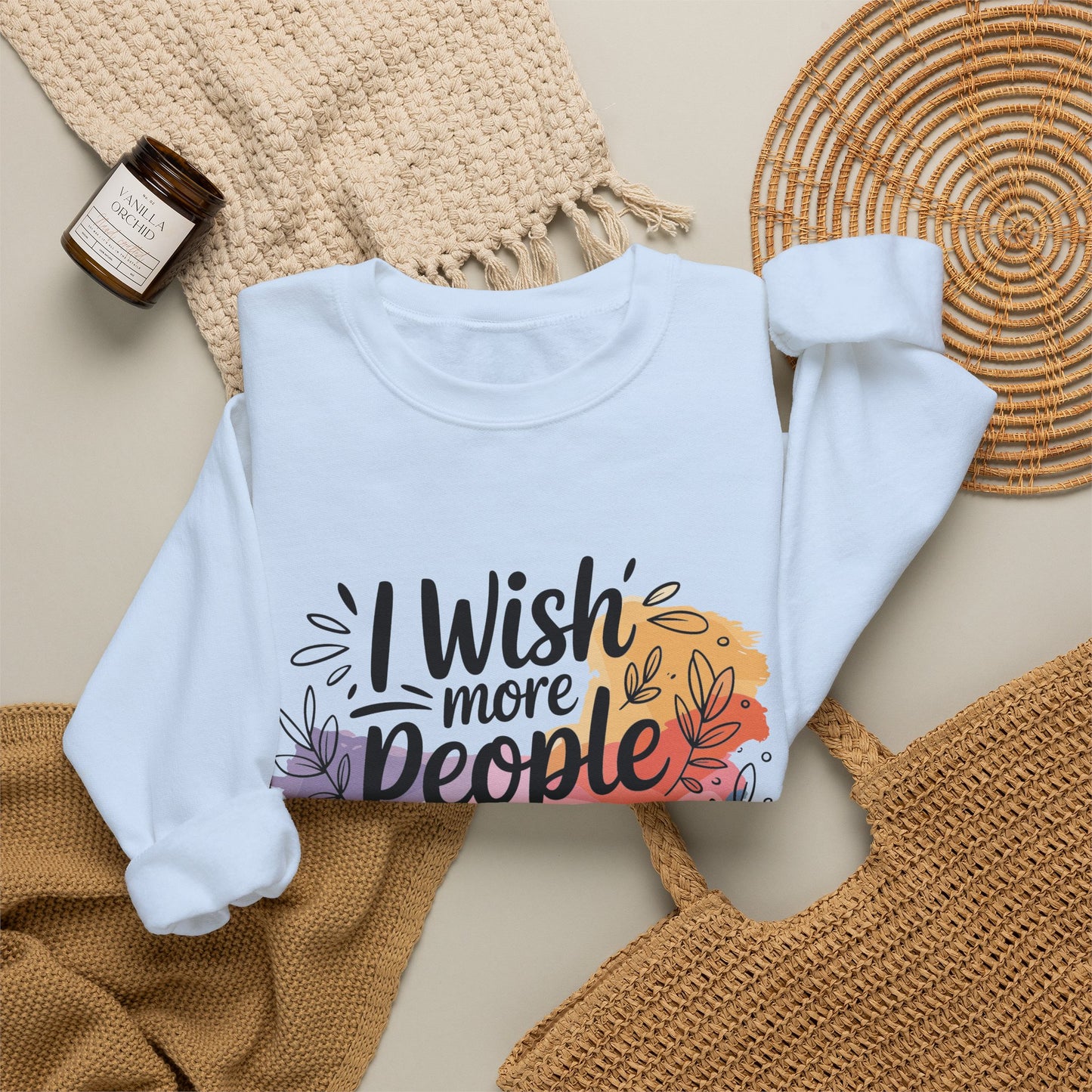 Crewneck Sweatshirt - "I Wish More People Were Fluent in Silence" Floral Graphic