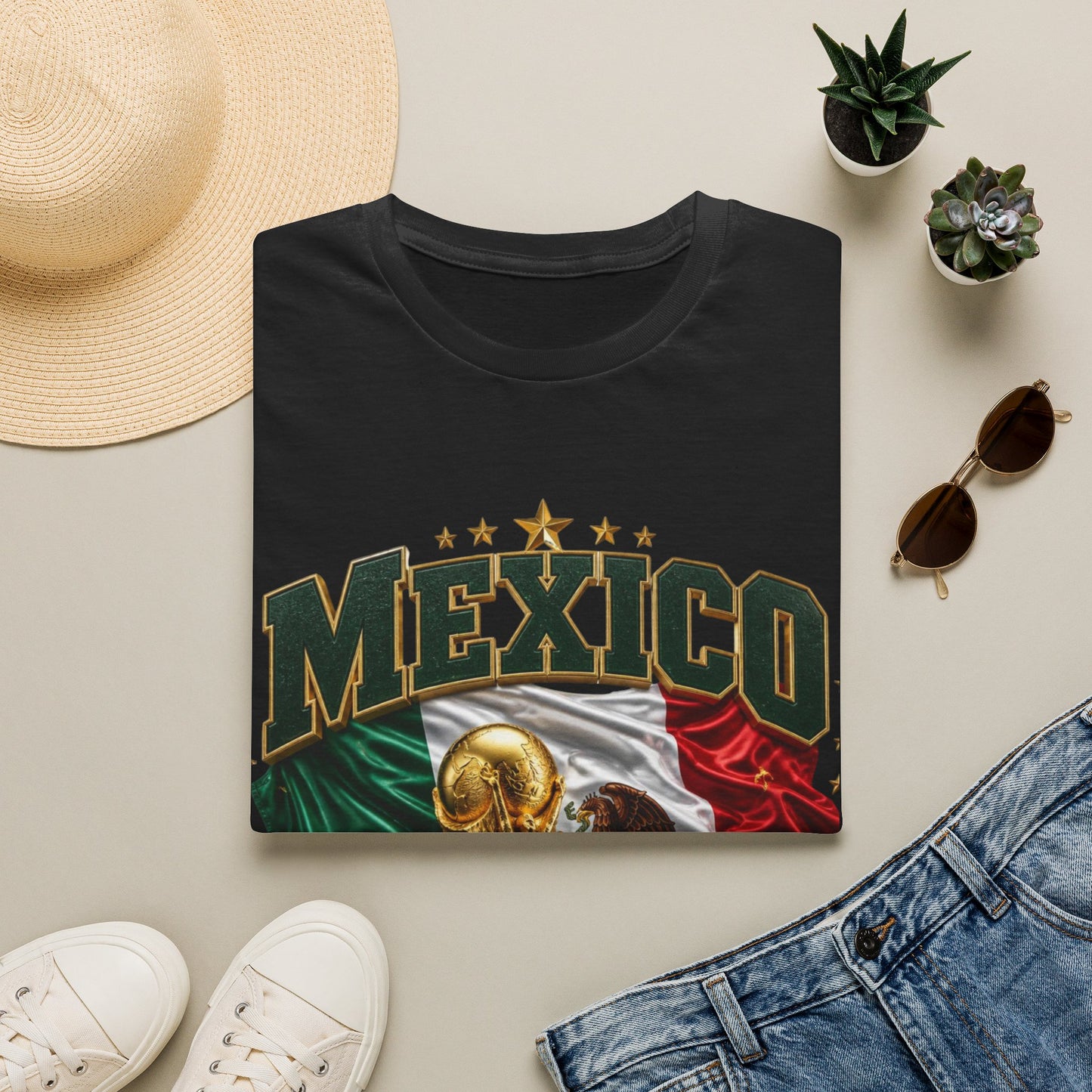 Mexico 2026 Soccer World Cup Tee — Mexican Flag & Trophy Design
