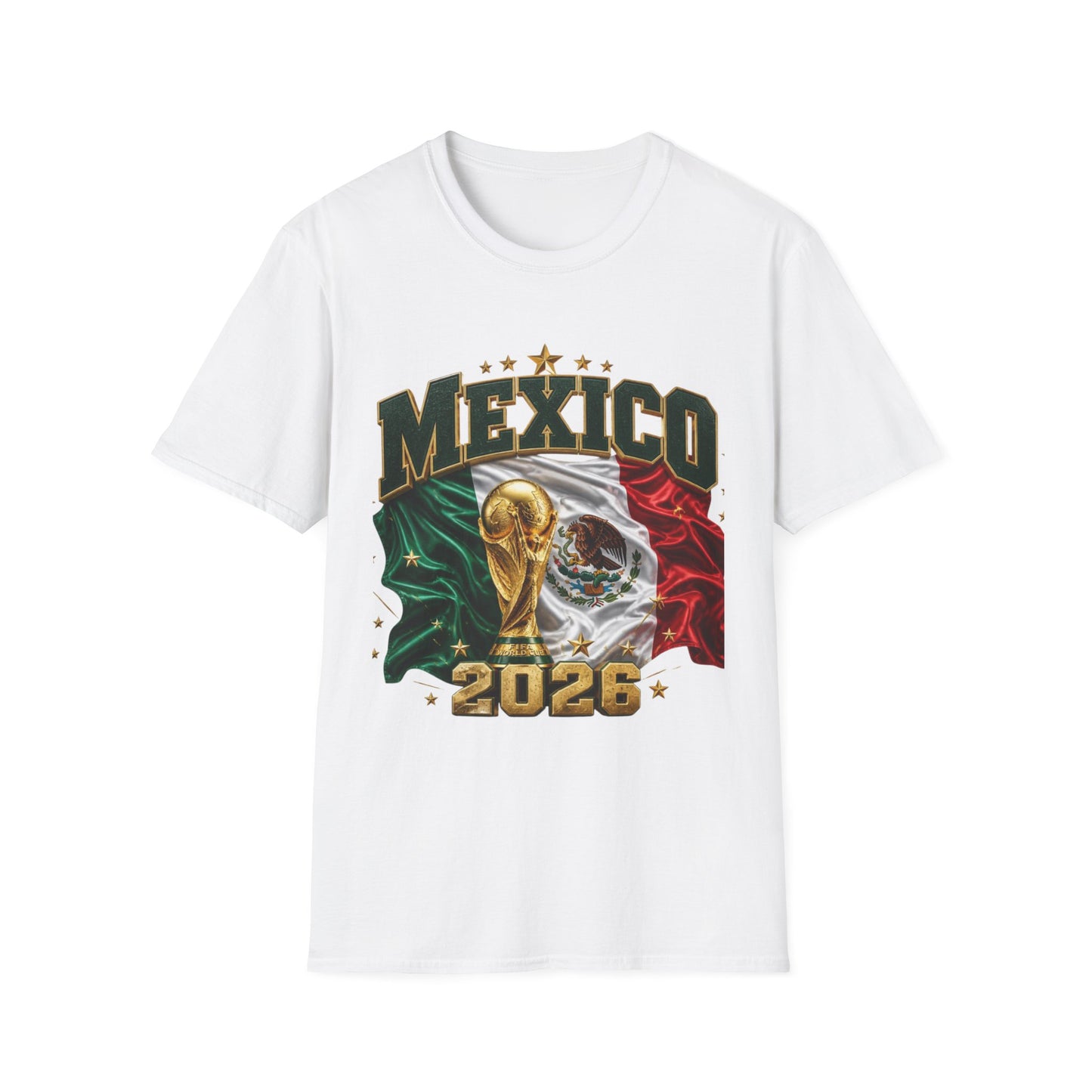 Mexico 2026 Soccer World Cup Tee — Mexican Flag & Trophy Design