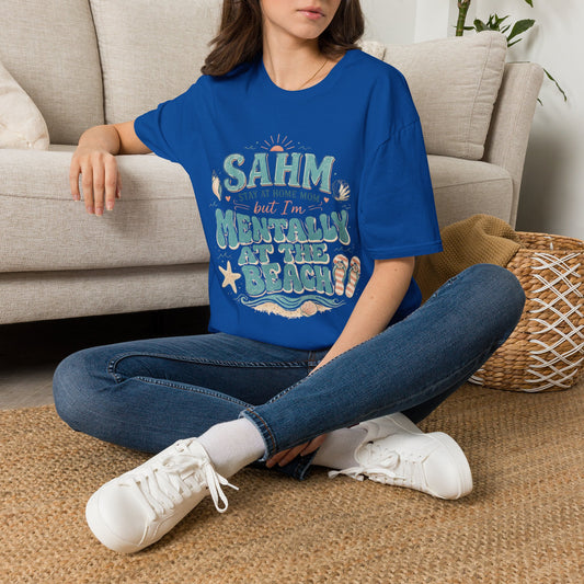 SAHM T‑Shirt — “Stay At Home Mom but I’m Mentally at the Beach” Summer Tee