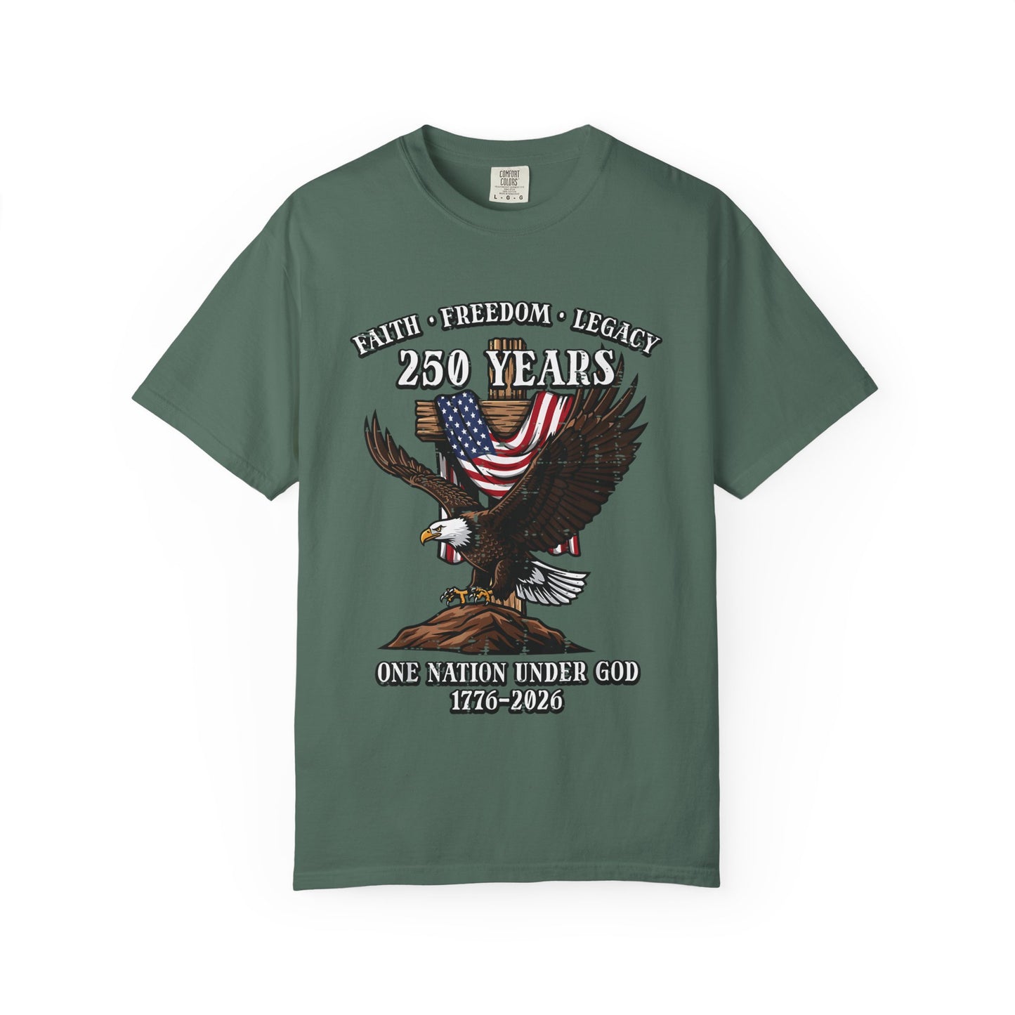 Patriotic Eagle T-Shirt — "250 Years" One Nation Under God (1776–2026)
