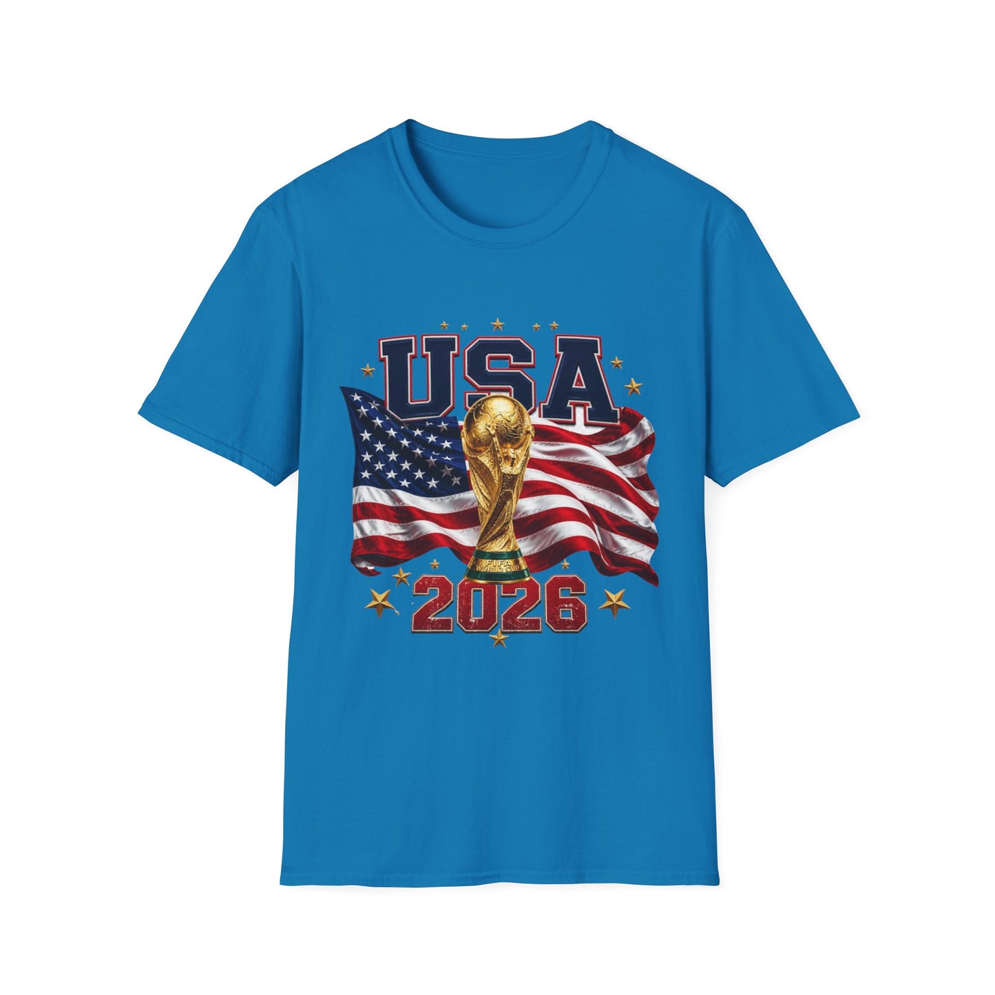 USA 2026 Soccer World Cup T-Shirt — American Flag & Trophy Fan Tee