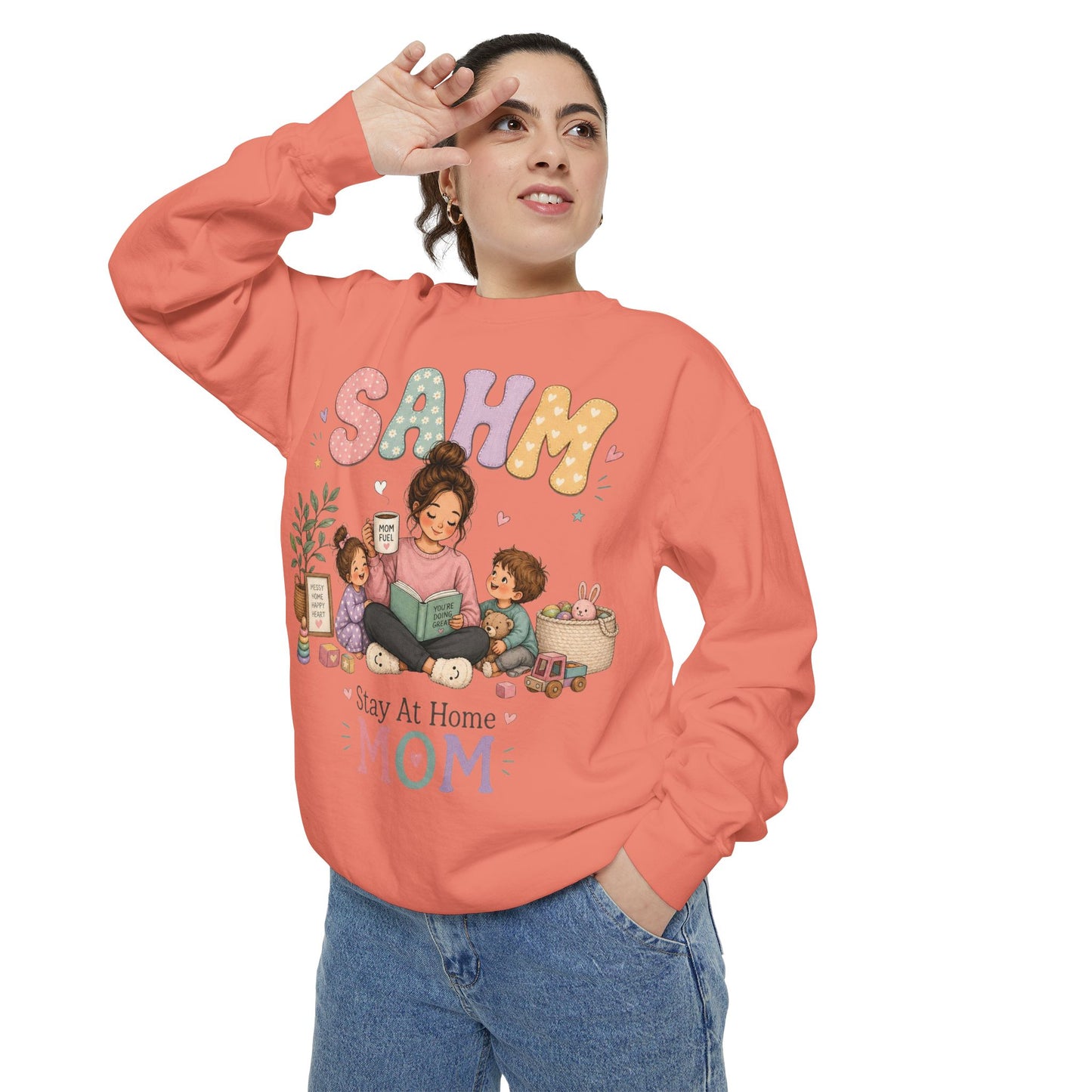 Stay At Home Mom Sweatshirt — SAHM Cozy Family Graphic Sweatshirt