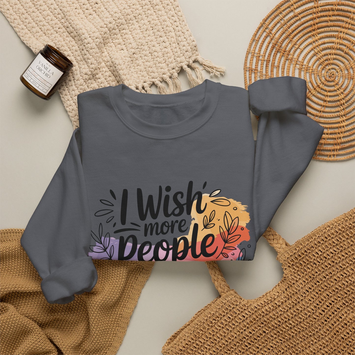 Crewneck Sweatshirt - "I Wish More People Were Fluent in Silence" Floral Graphic