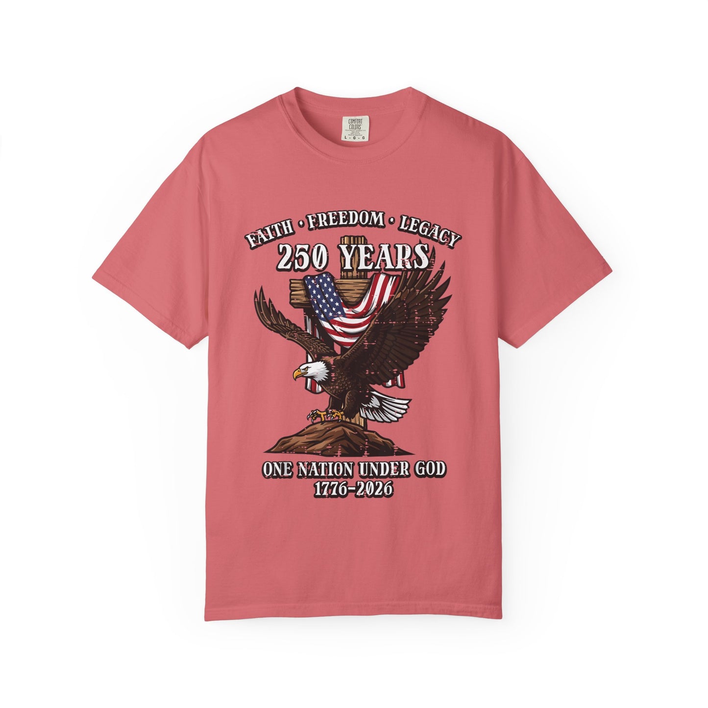 Patriotic Eagle T-Shirt — "250 Years" One Nation Under God (1776–2026)
