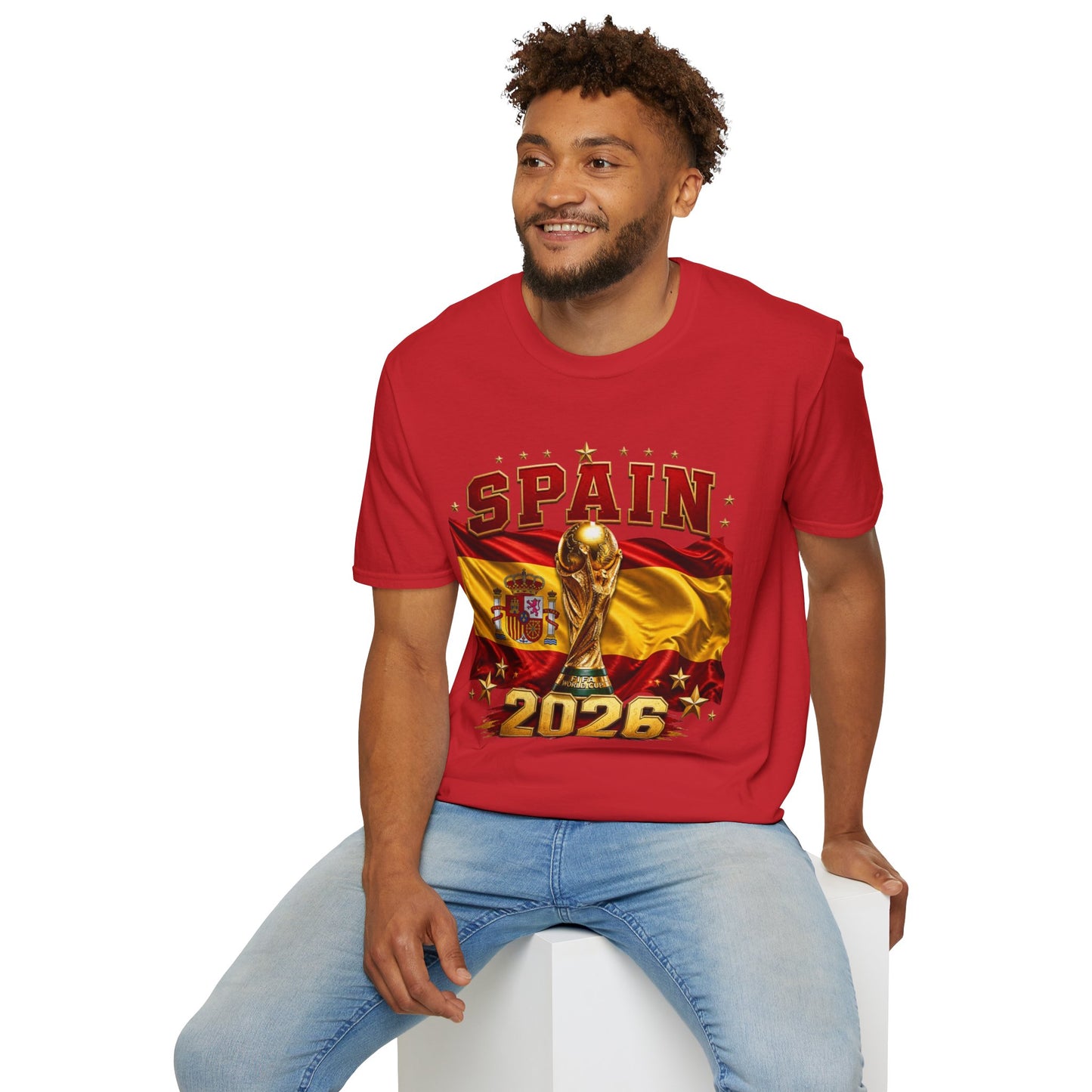 Spain 2026 World Cup Tee — Spanish Flag & Trophy Soccer Shirt
