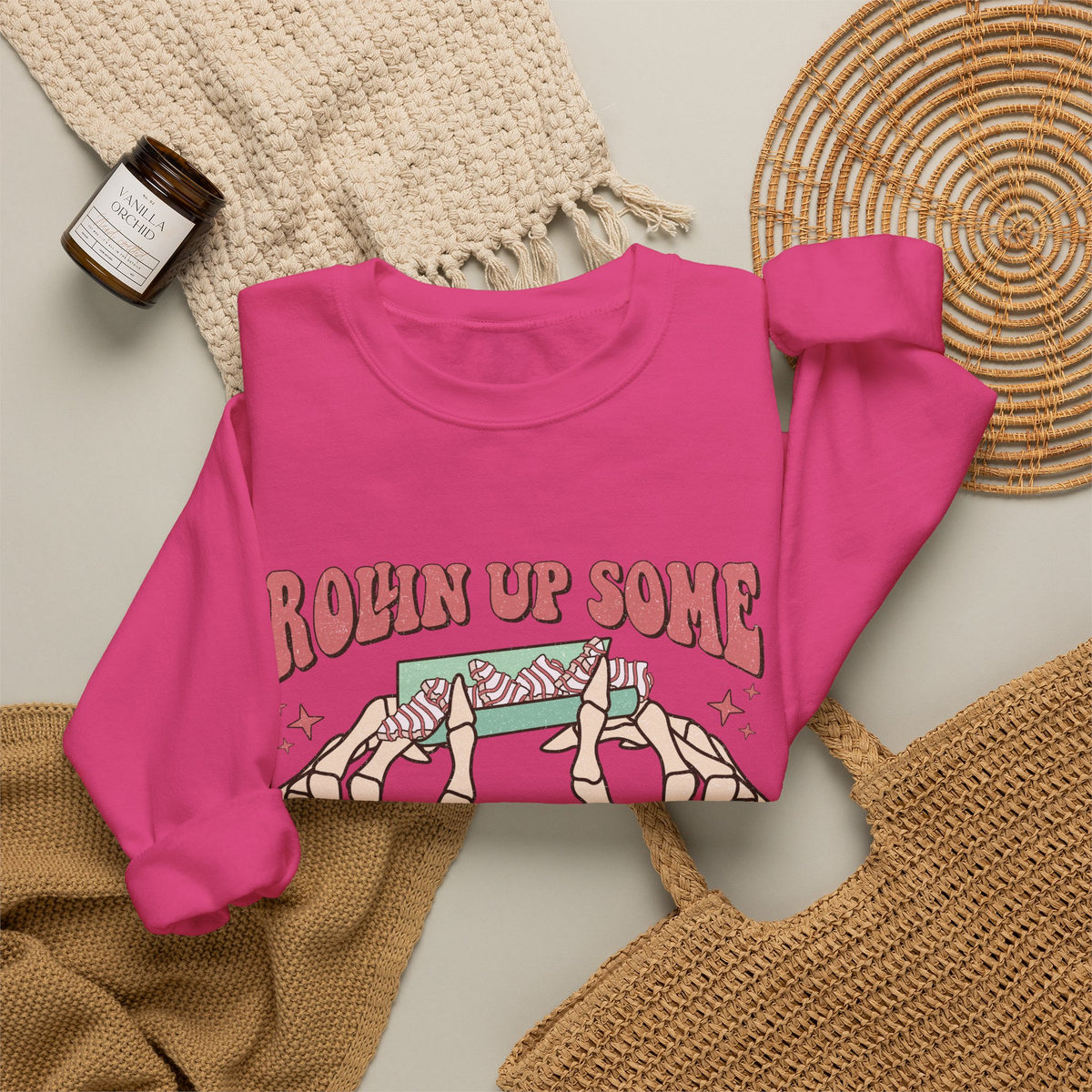 Christmas Spirit Sweatshirt — "Rollin Up Some Christmas Spirit" Holiday Crewneck