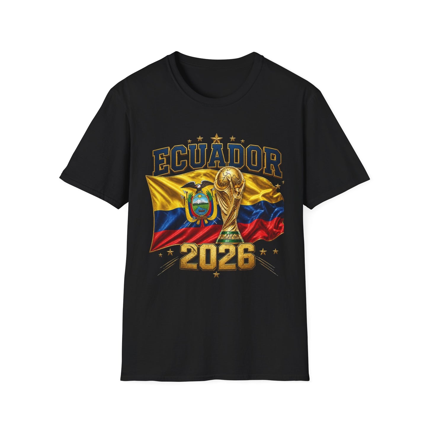 Ecuador 2026 World Cup T-Shirt — Ecuador Flag & Trophy Soccer Fan Tee