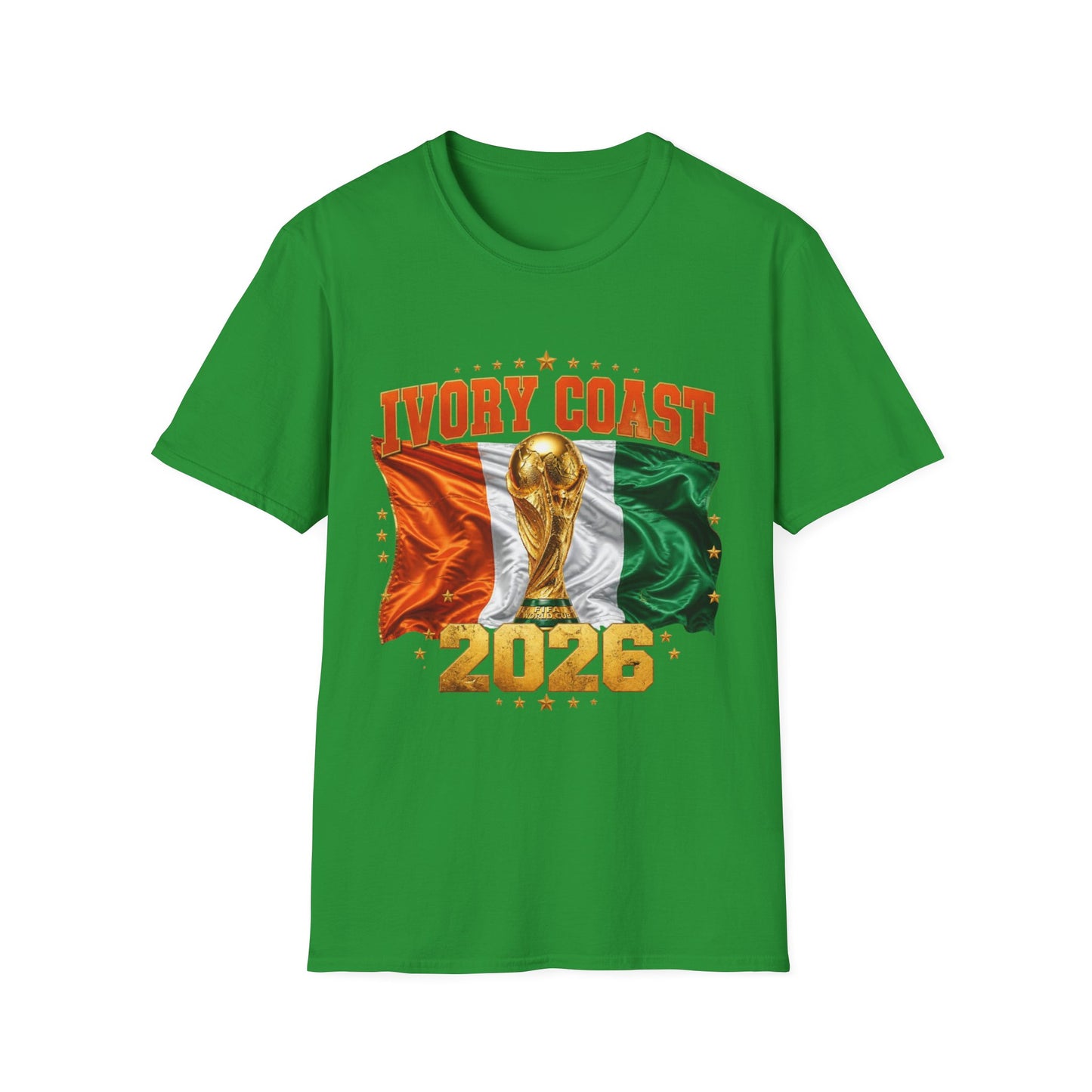 Ivory Coast 2026 World Cup T‑Shirt — Flag & Trophy Soccer Fan Tee
