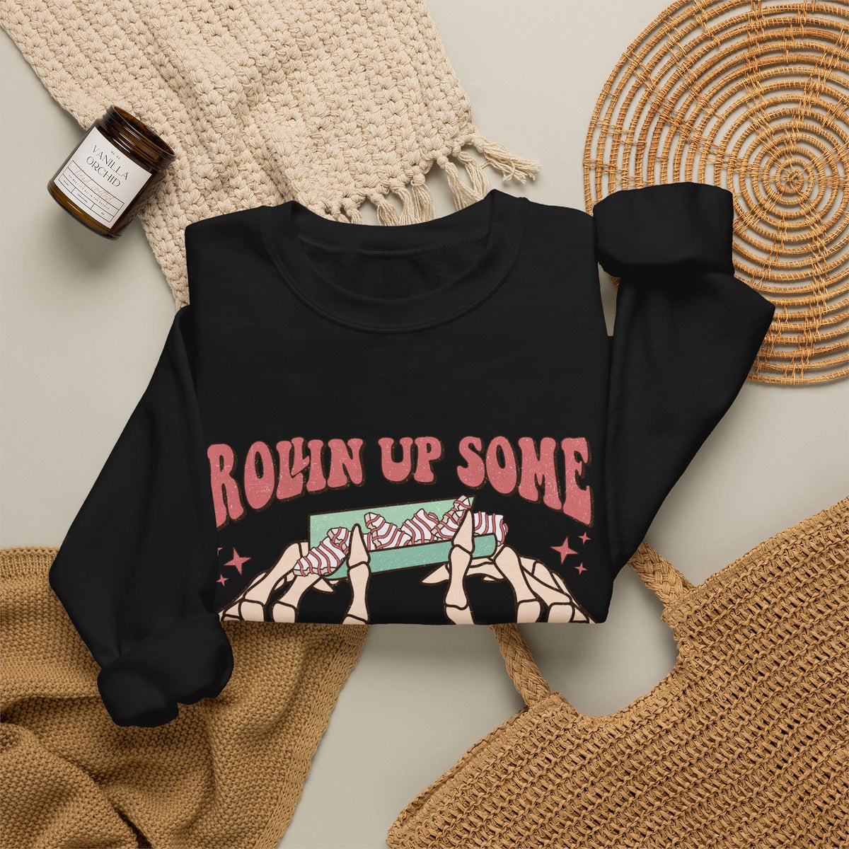 Christmas Spirit Sweatshirt — "Rollin Up Some Christmas Spirit" Holiday Crewneck