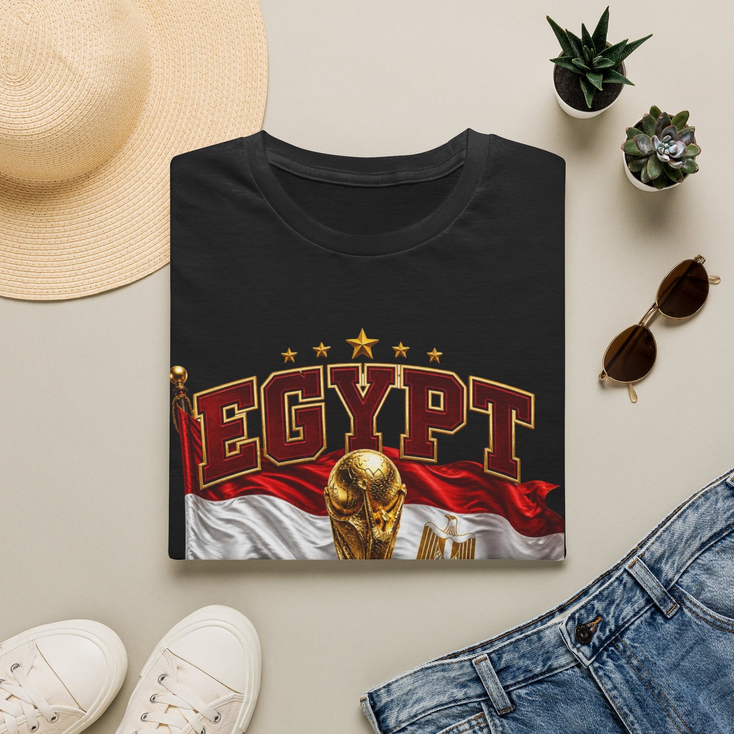 Egypt 2026 Soccer World Cup T-Shirt — Egyptian Flag & Trophy Football Tee