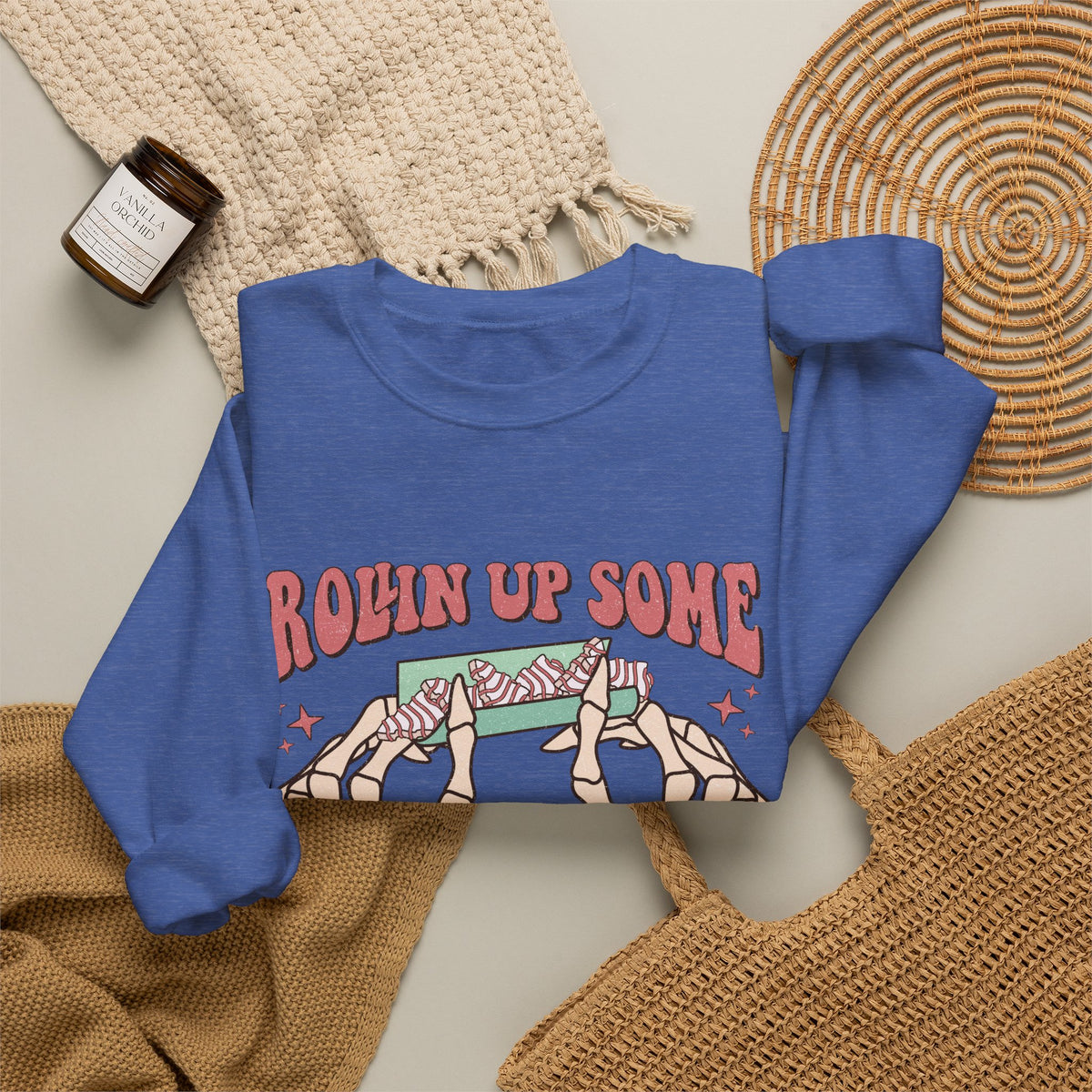 Christmas Spirit Sweatshirt — "Rollin Up Some Christmas Spirit" Holiday Crewneck
