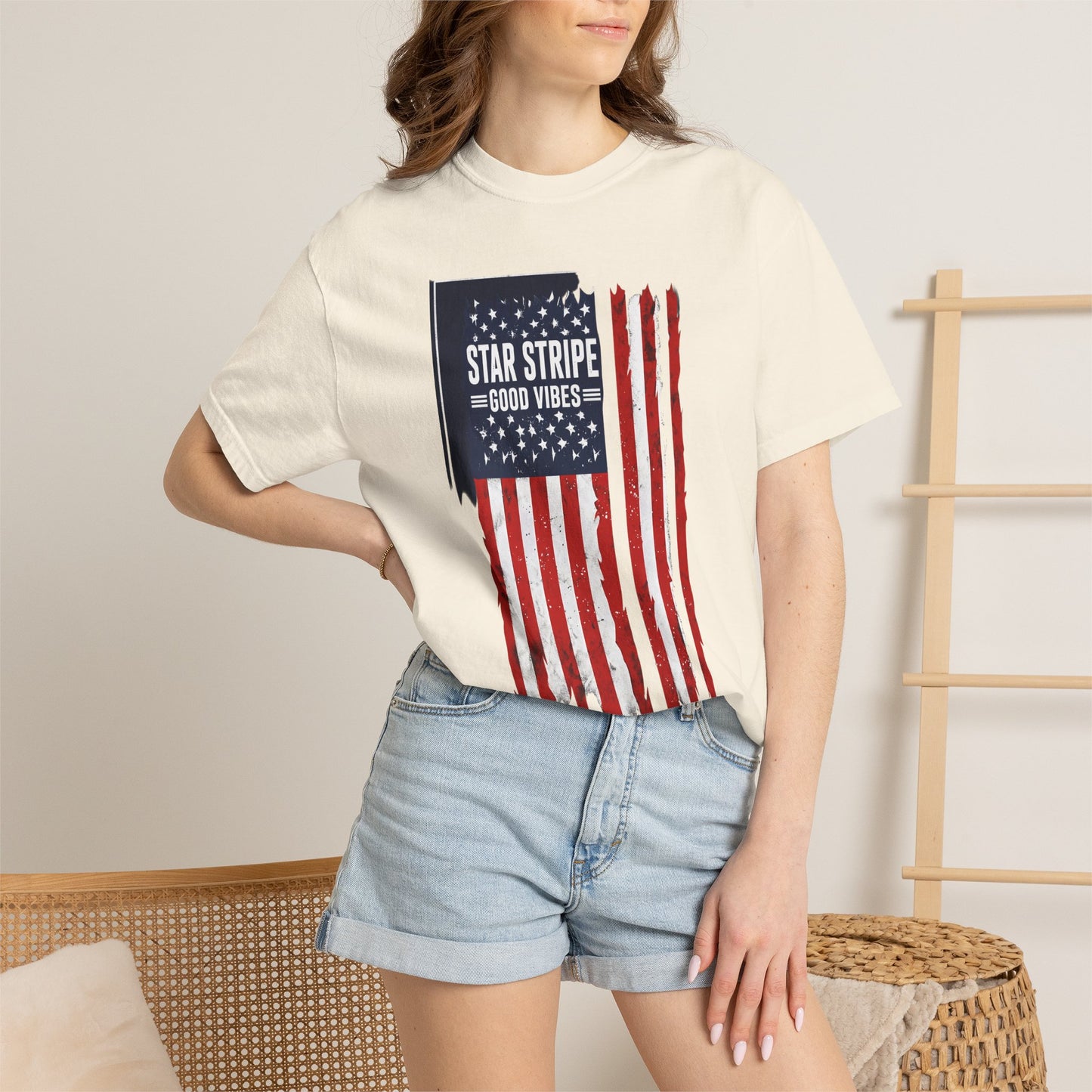 Patriotic "Star Stripe Good Vibes" T-Shirt