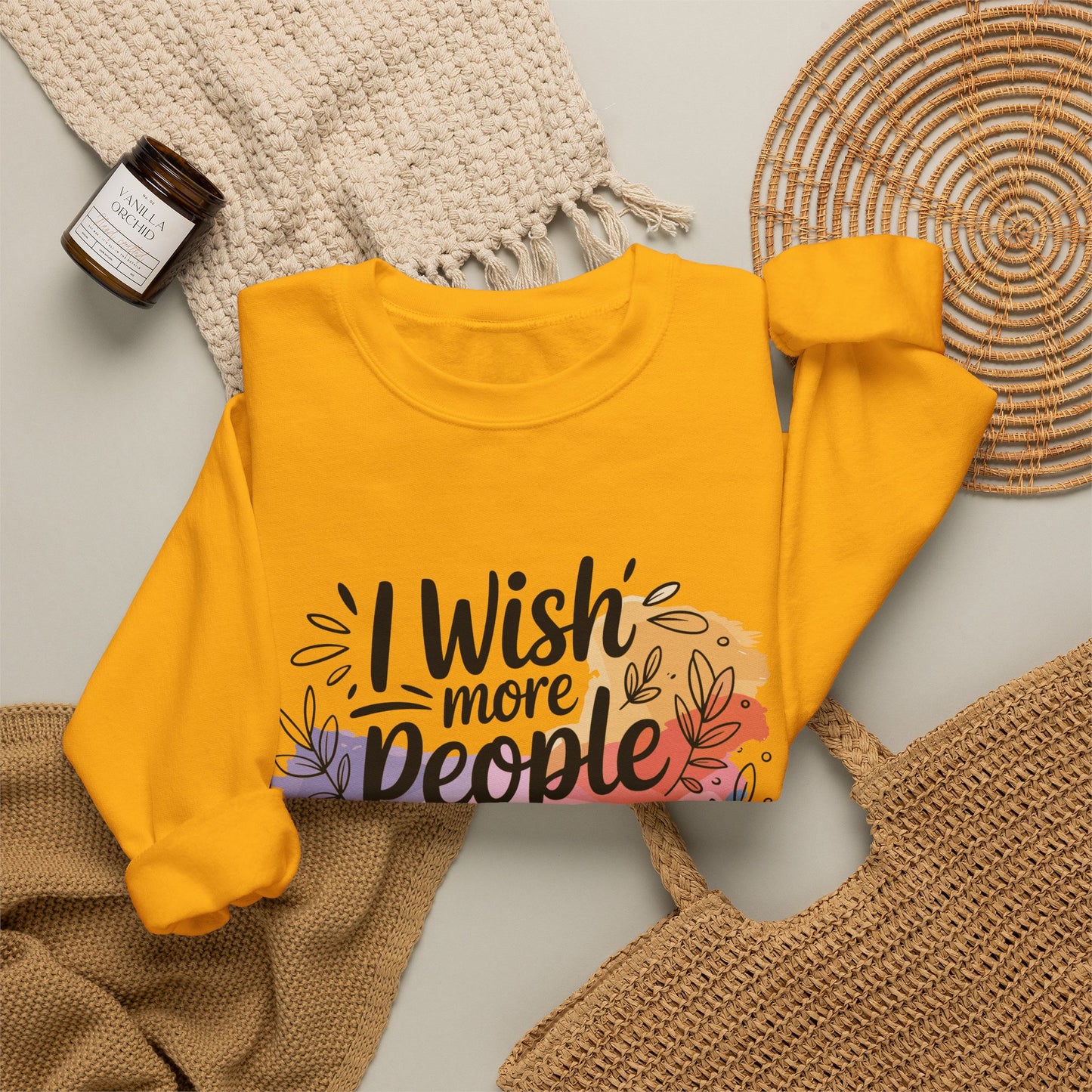 Crewneck Sweatshirt - "I Wish More People Were Fluent in Silence" Floral Graphic