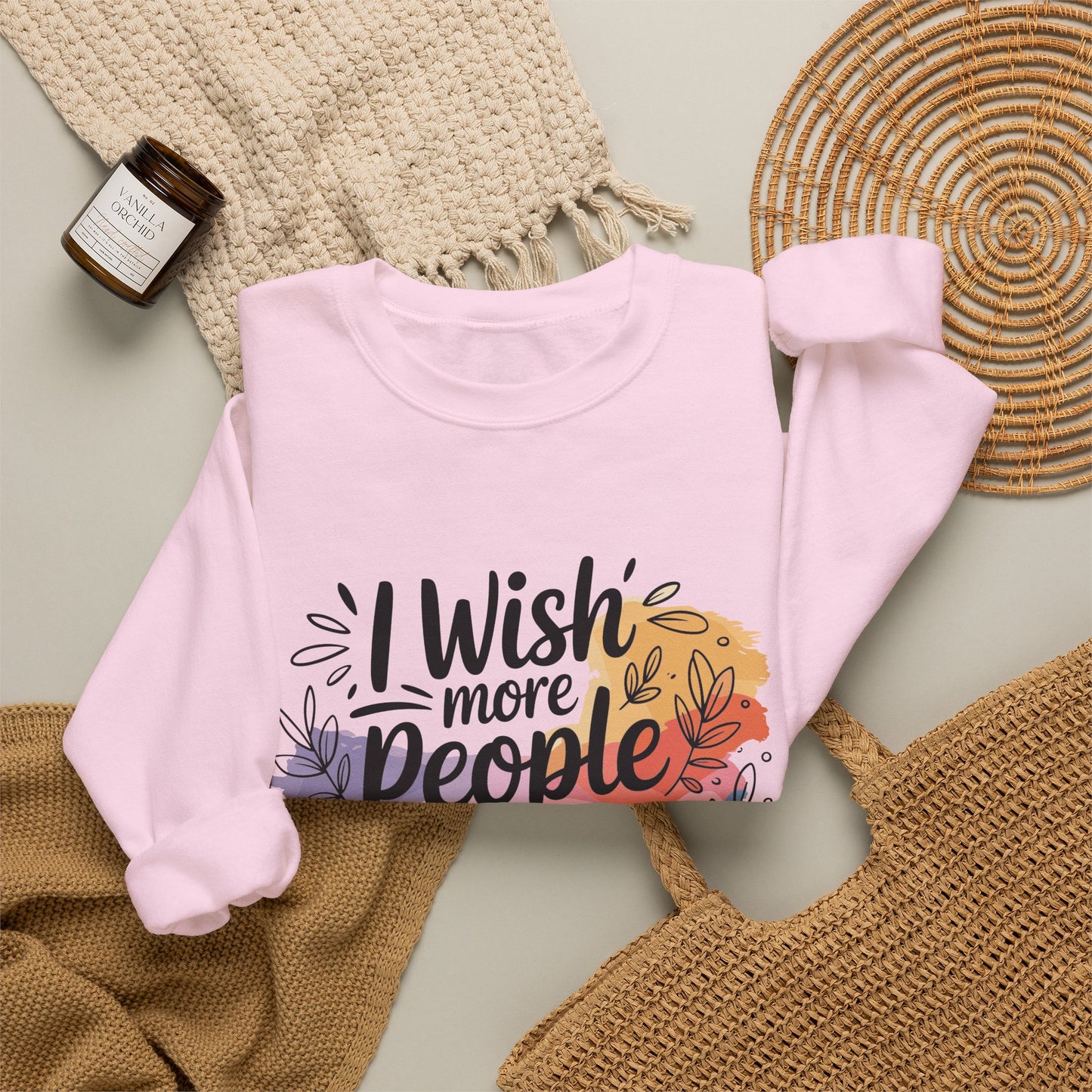 Crewneck Sweatshirt - "I Wish More People Were Fluent in Silence" Floral Graphic