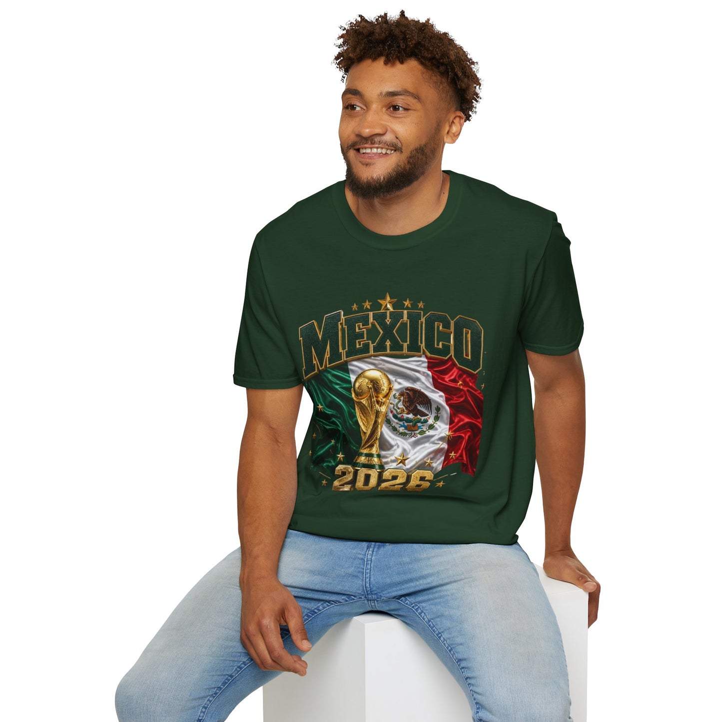 Mexico 2026 Soccer World Cup Tee — Mexican Flag & Trophy Design