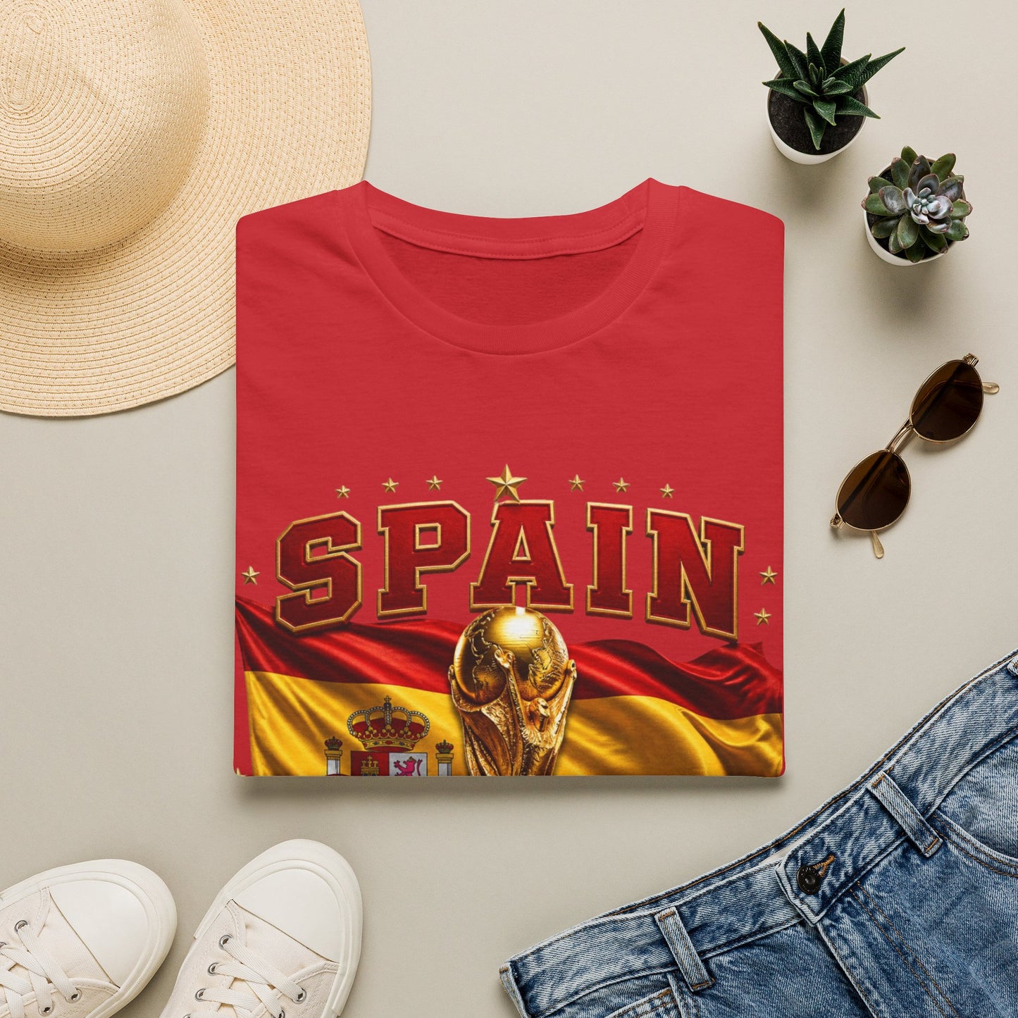 Spain 2026 World Cup Tee — Spanish Flag & Trophy Soccer Shirt