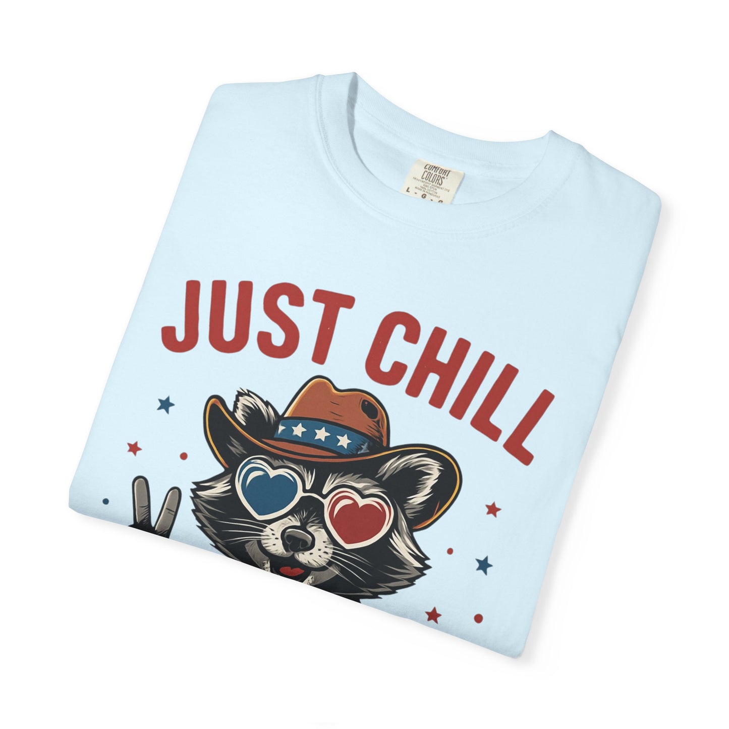 Fourth of July T-Shirt — "Just Chill The Fourth Out" Patriotic Raccoon Tee