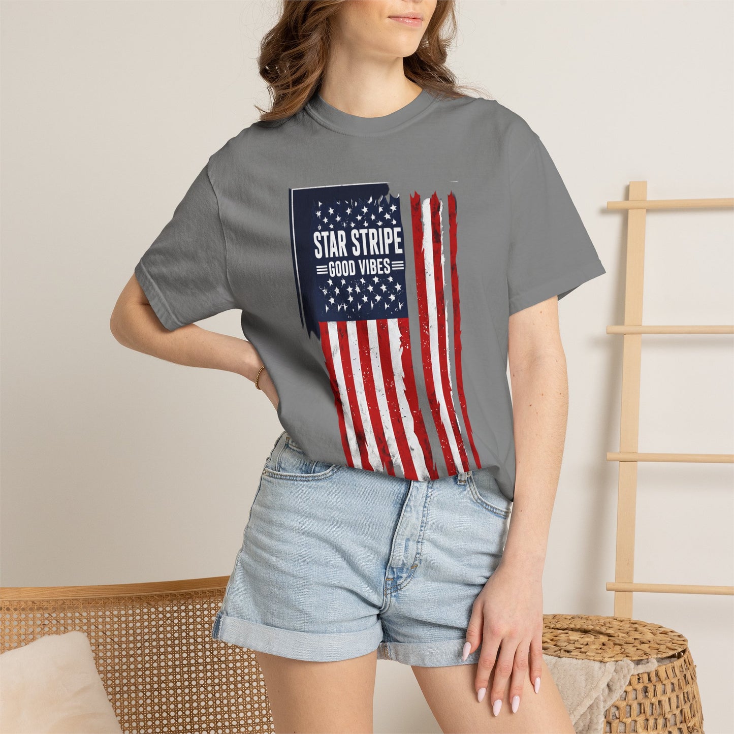 Patriotic "Star Stripe Good Vibes" T-Shirt