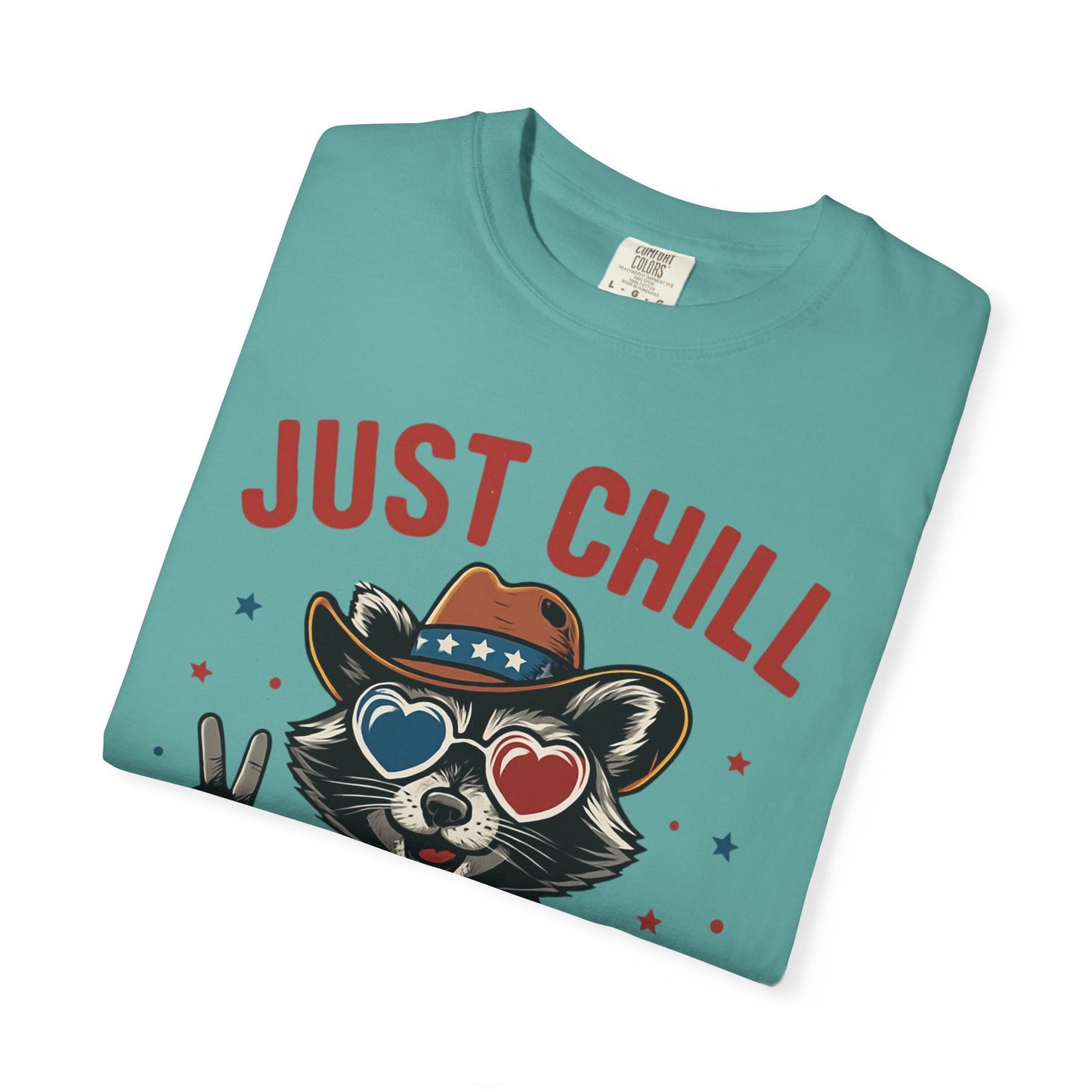 Fourth of July T-Shirt — "Just Chill The Fourth Out" Patriotic Raccoon Tee