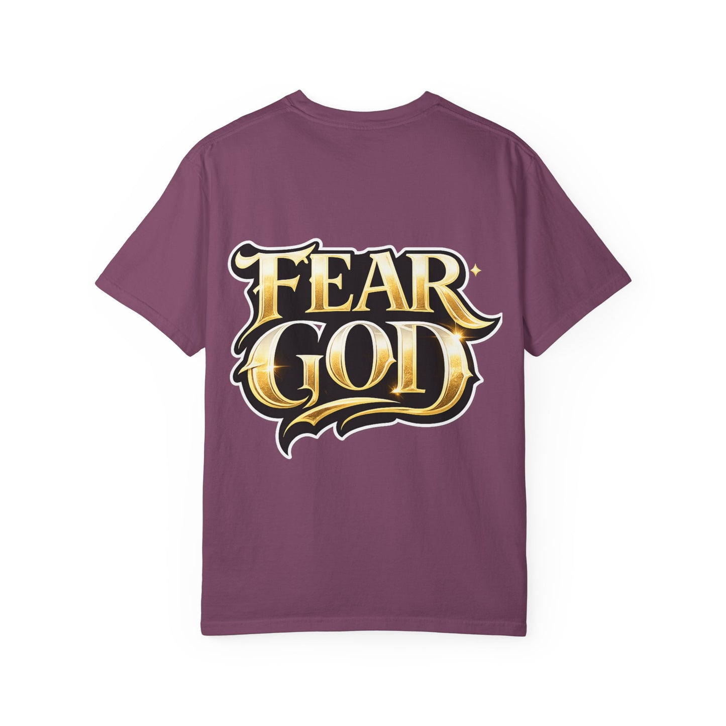 Fear God Graphic T-Shirt — Bold Gold Back Logo Christian Streetwear