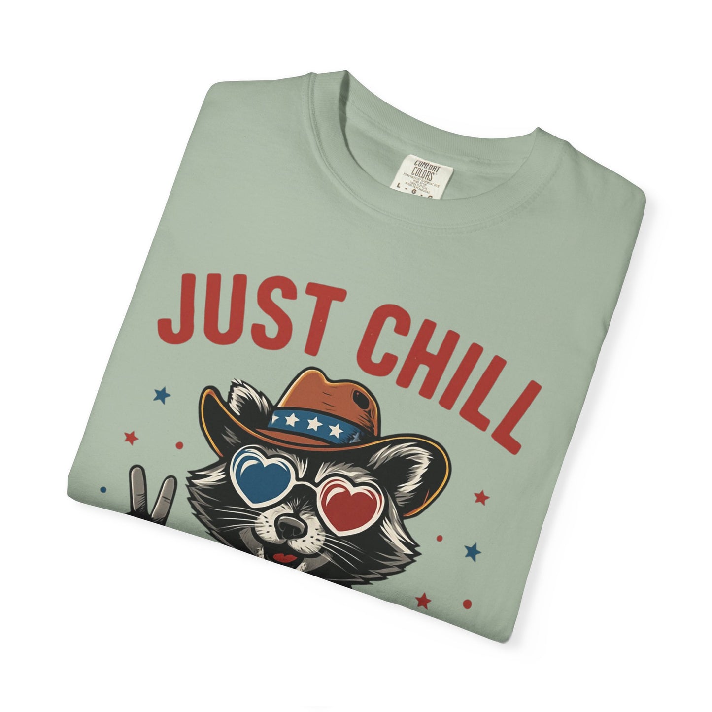 Fourth of July T-Shirt — "Just Chill The Fourth Out" Patriotic Raccoon Tee