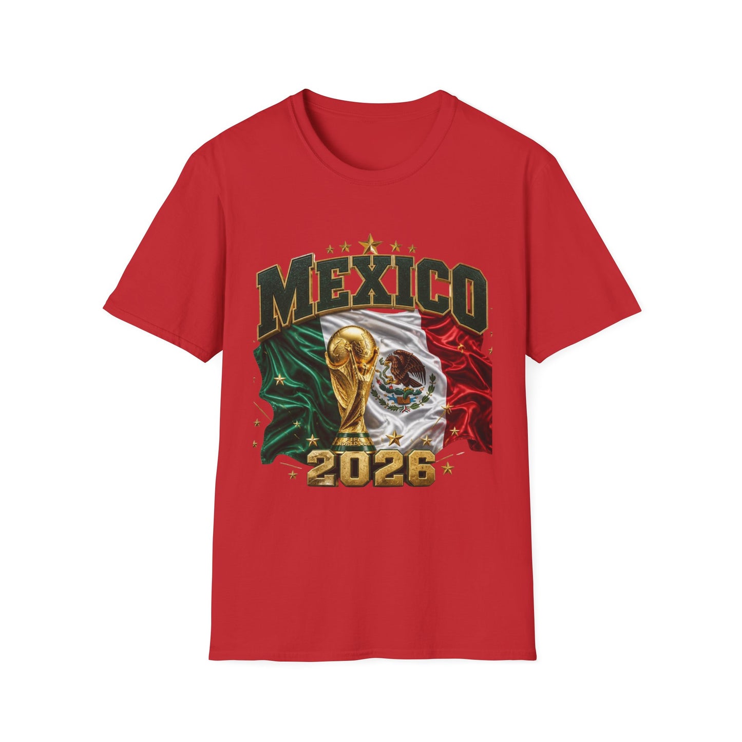 Mexico 2026 Soccer World Cup Tee — Mexican Flag & Trophy Design