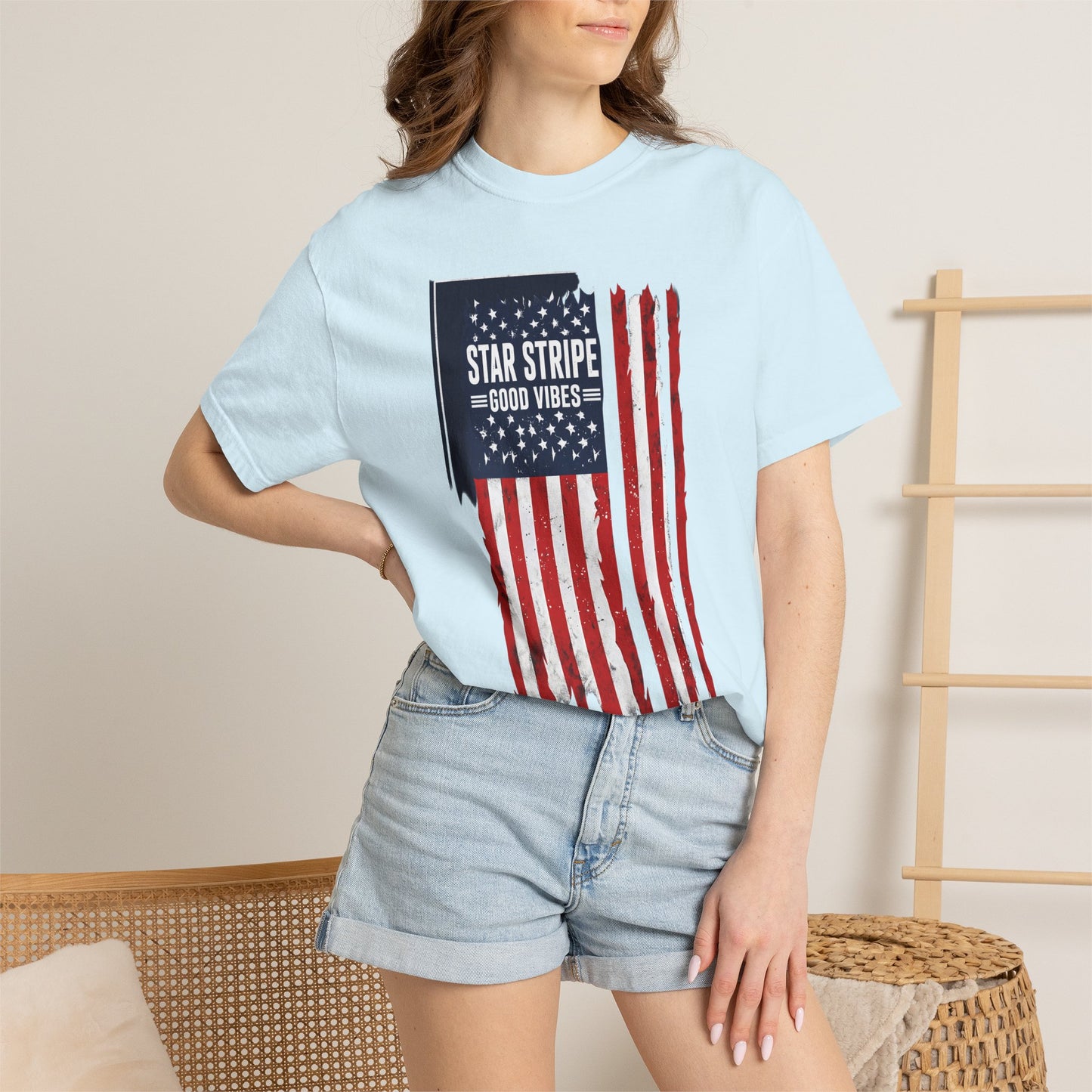Patriotic "Star Stripe Good Vibes" T-Shirt