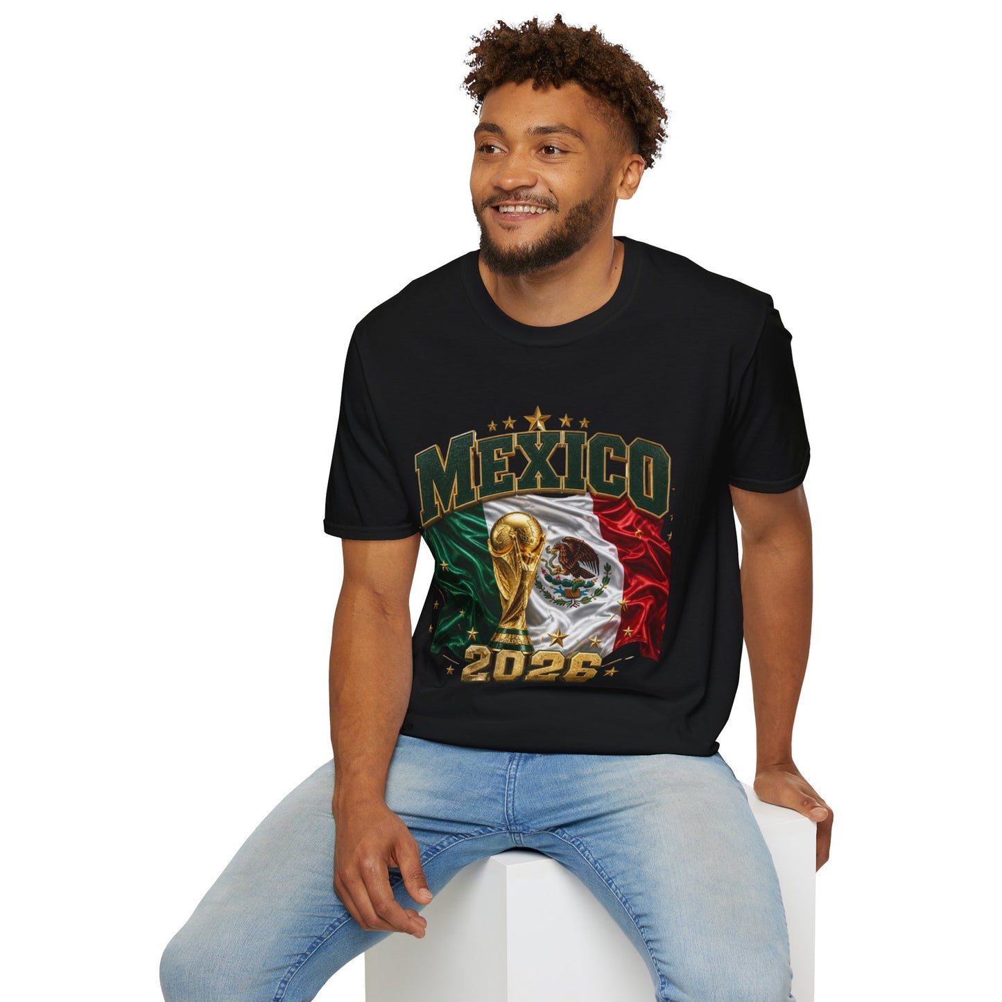 Mexico 2026 Soccer World Cup Tee — Mexican Flag & Trophy Design