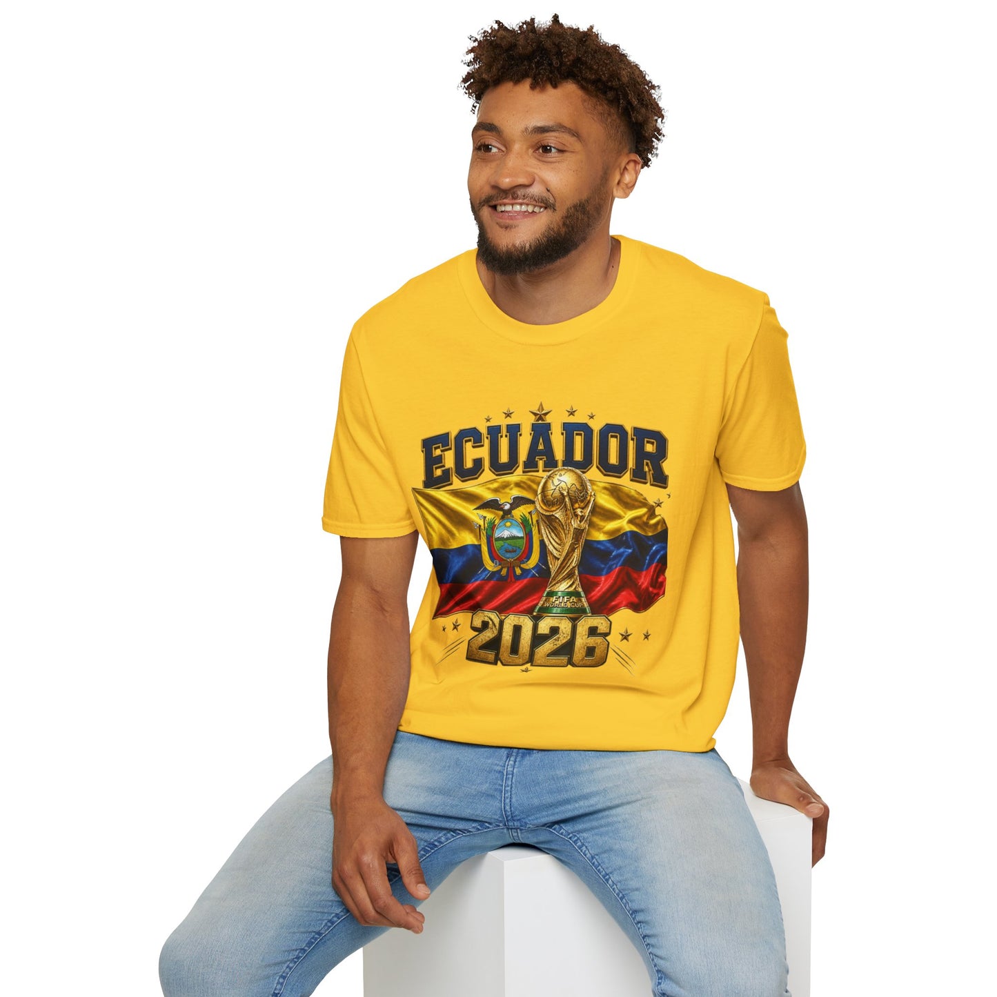 Ecuador 2026 World Cup T-Shirt — Ecuador Flag & Trophy Soccer Fan Tee