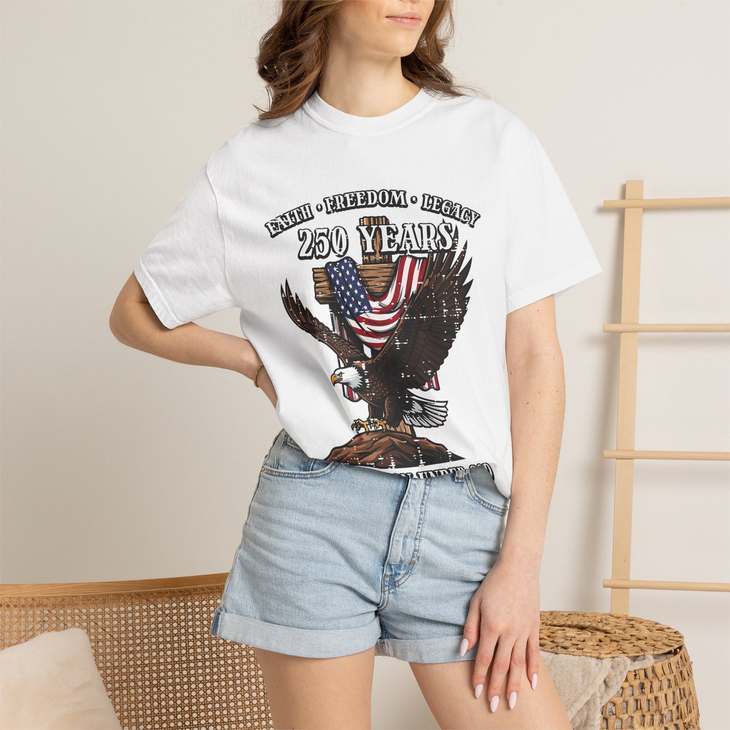 Patriotic Eagle T-Shirt — "250 Years" One Nation Under God (1776–2026)