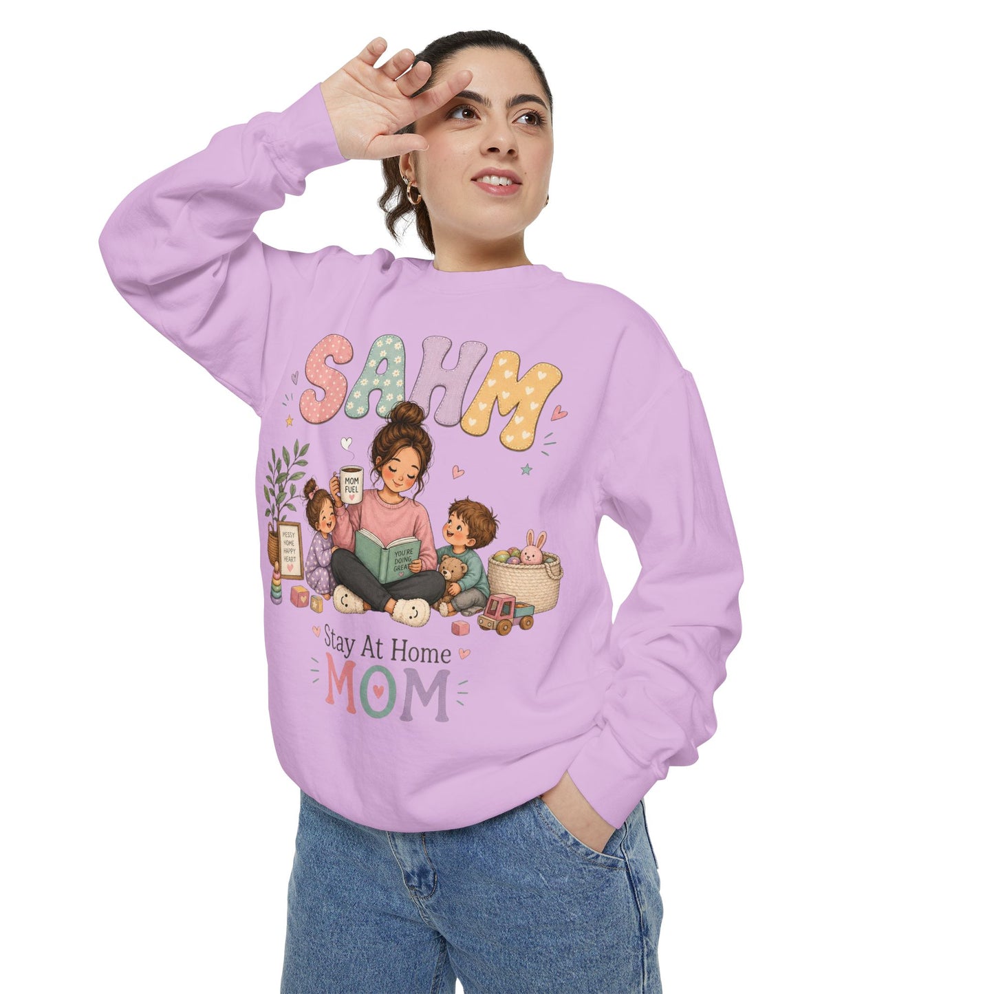 Stay At Home Mom Sweatshirt — SAHM Cozy Family Graphic Sweatshirt