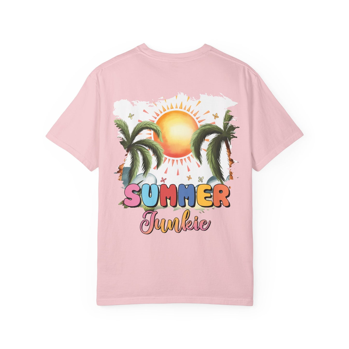 Floral Beach Vibes T-Shirt — Colorful Daisy & Palm Graphic Tee