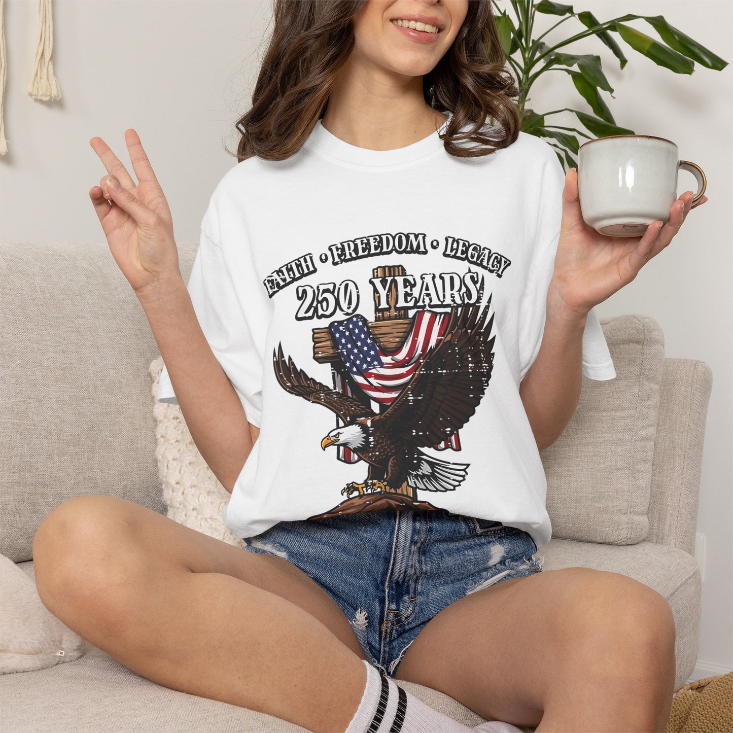 Patriotic Eagle T-Shirt — "250 Years" One Nation Under God (1776–2026)