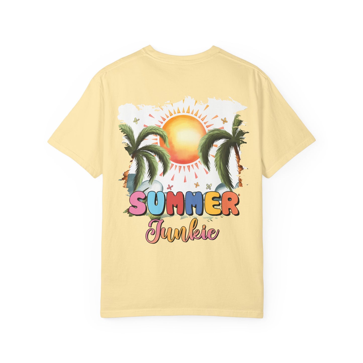 Floral Beach Vibes T-Shirt — Colorful Daisy & Palm Graphic Tee