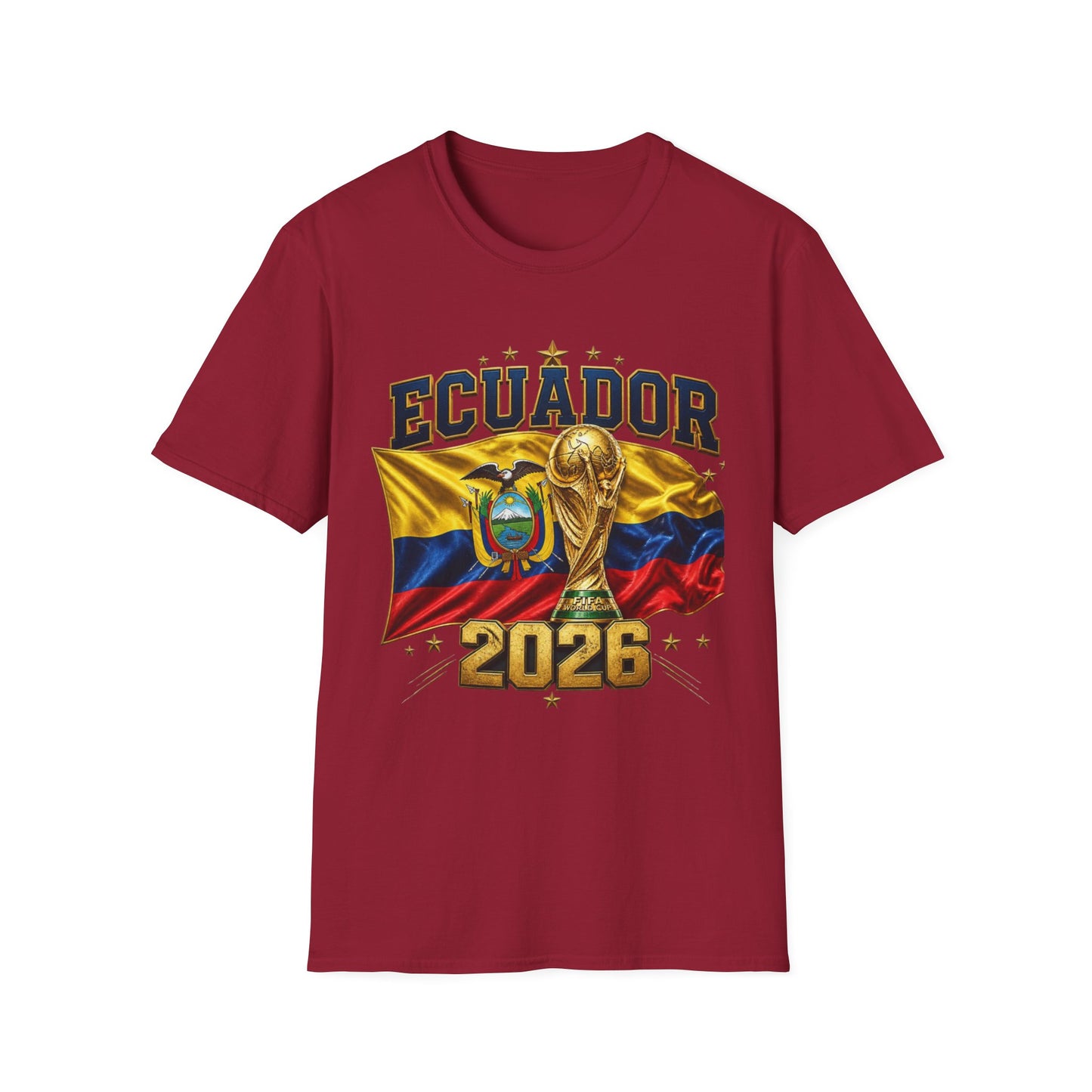 Ecuador 2026 World Cup T-Shirt — Ecuador Flag & Trophy Soccer Fan Tee