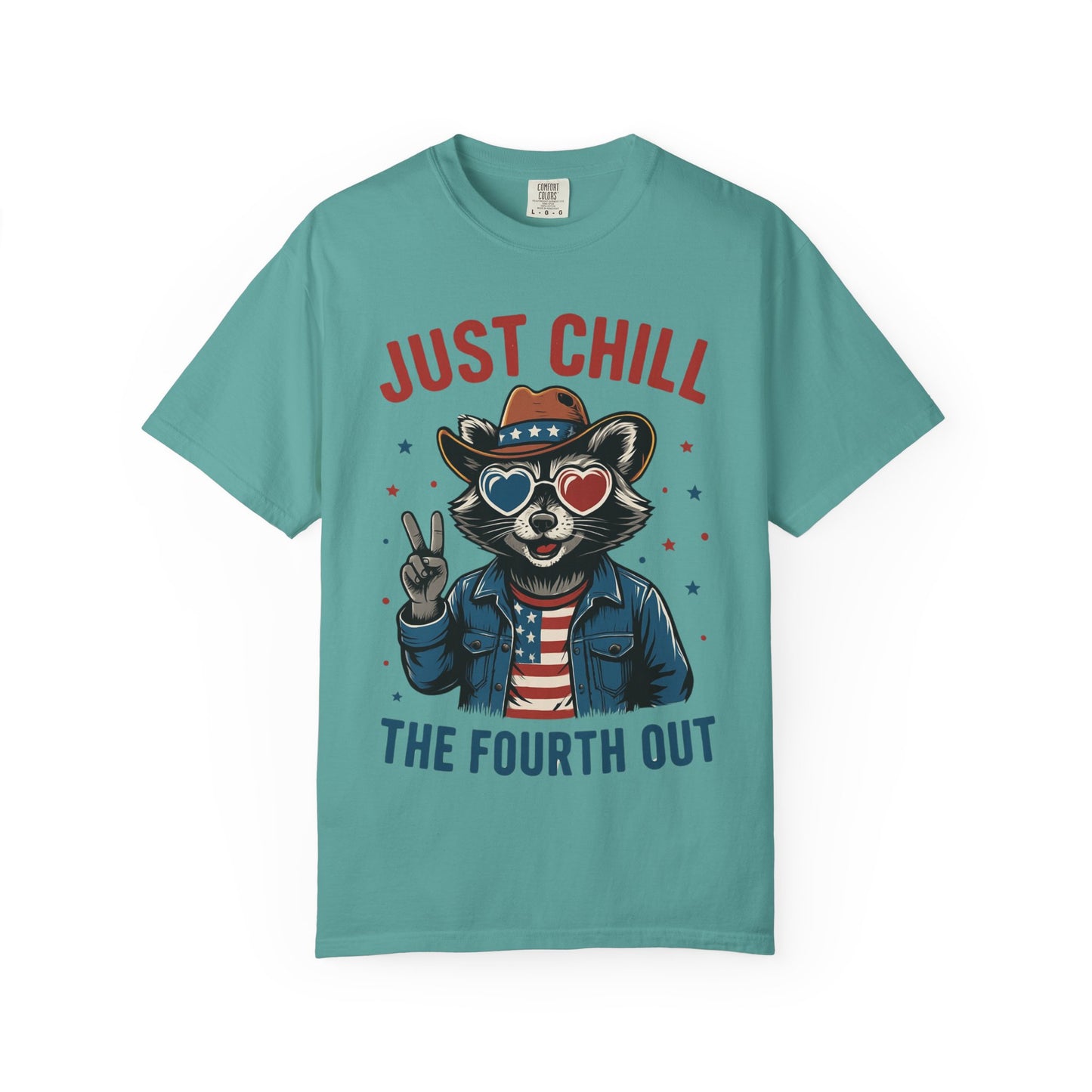 Fourth of July T-Shirt — "Just Chill The Fourth Out" Patriotic Raccoon Tee