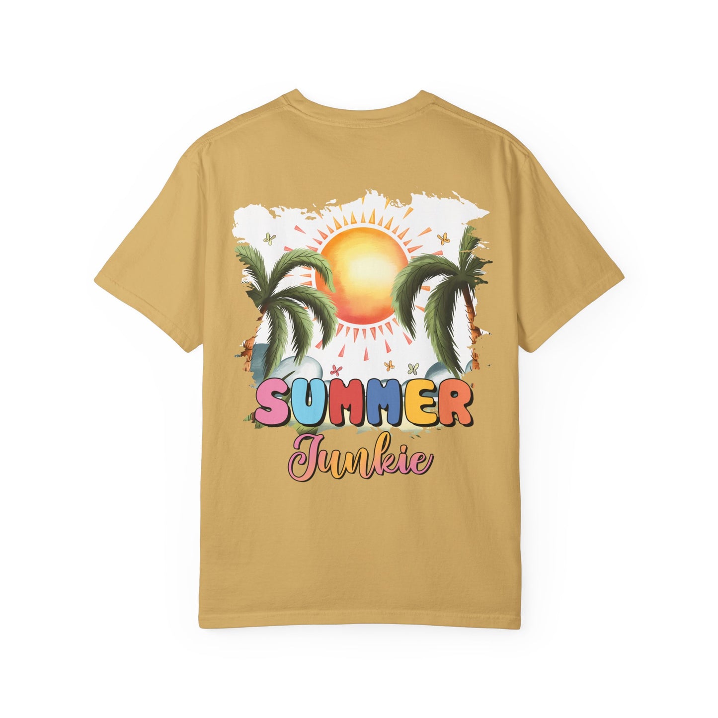 Floral Beach Vibes T-Shirt — Colorful Daisy & Palm Graphic Tee