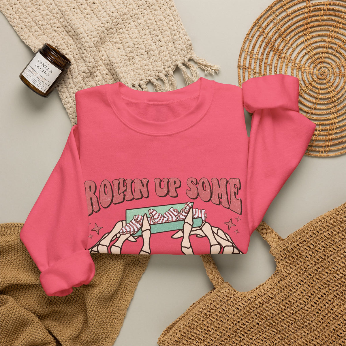 Christmas Spirit Sweatshirt — "Rollin Up Some Christmas Spirit" Holiday Crewneck