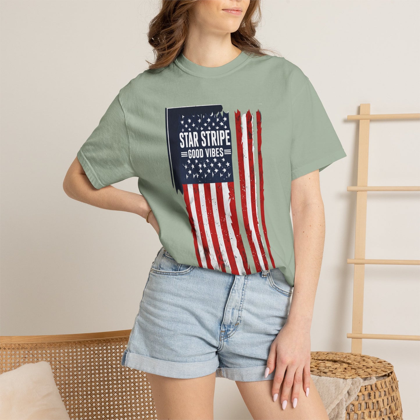 Patriotic "Star Stripe Good Vibes" T-Shirt