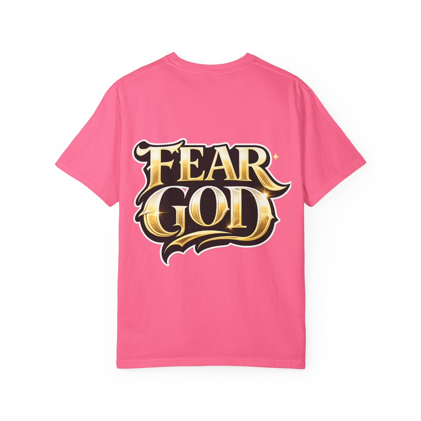 Fear God Graphic T-Shirt — Bold Gold Back Logo Christian Streetwear