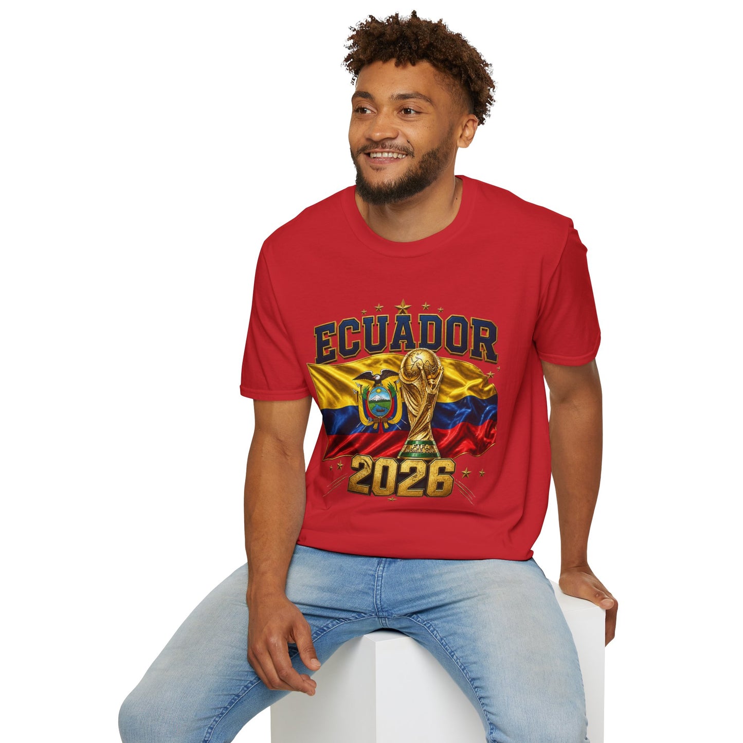 Ecuador 2026 World Cup T-Shirt — Ecuador Flag & Trophy Soccer Fan Tee
