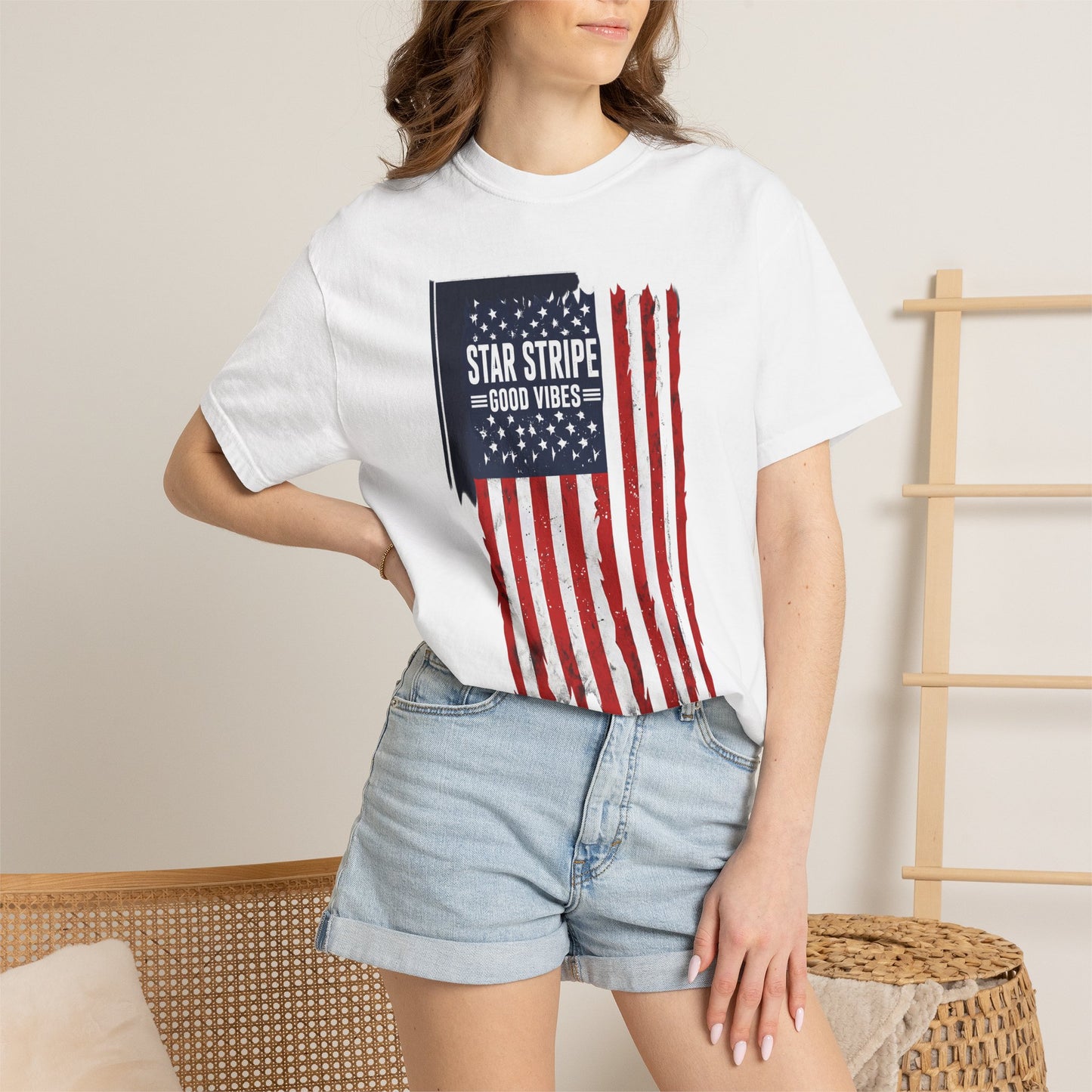 Patriotic "Star Stripe Good Vibes" T-Shirt