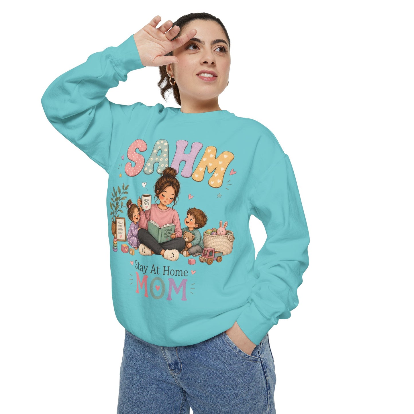 Stay At Home Mom Sweatshirt — SAHM Cozy Family Graphic Sweatshirt