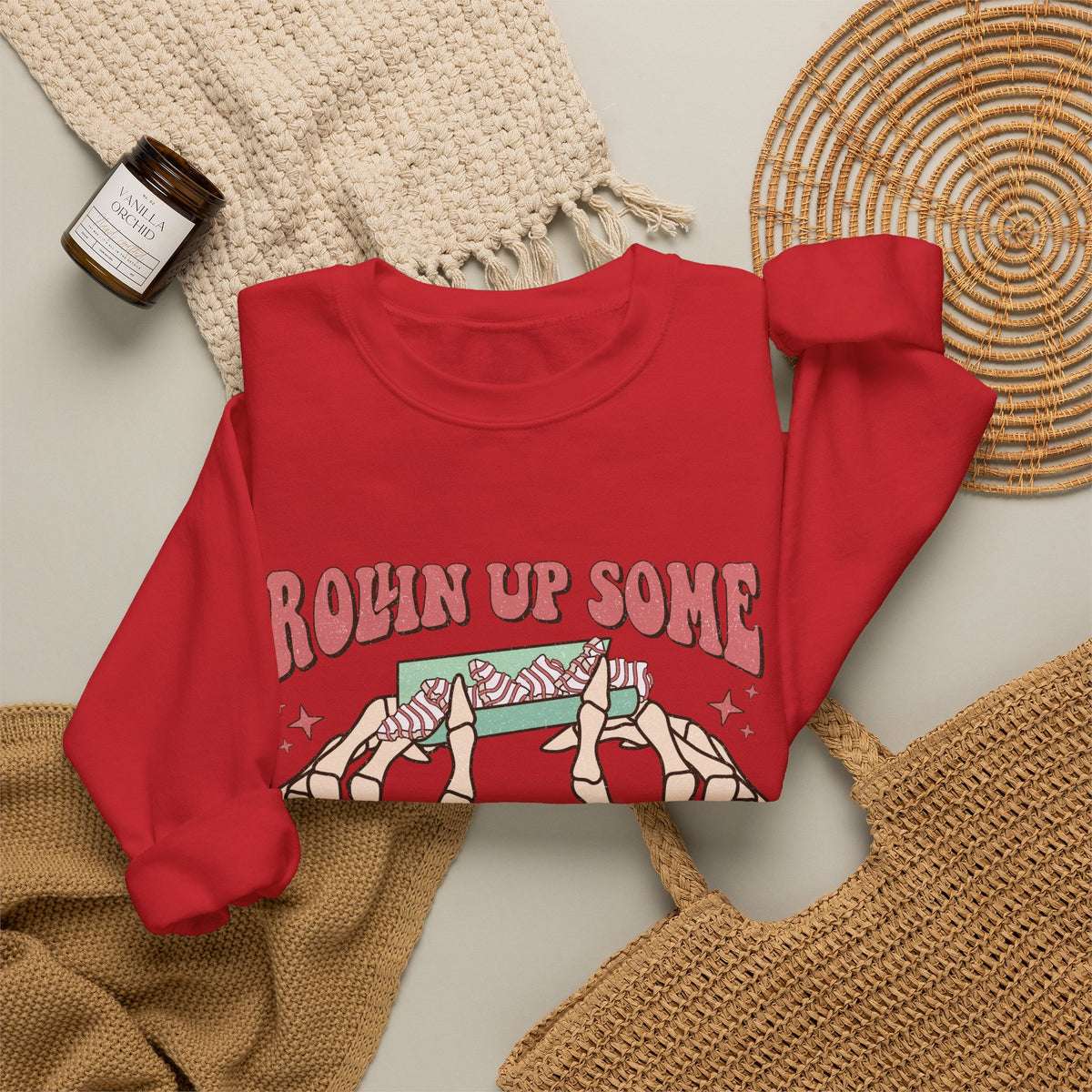 Christmas Spirit Sweatshirt — "Rollin Up Some Christmas Spirit" Holiday Crewneck