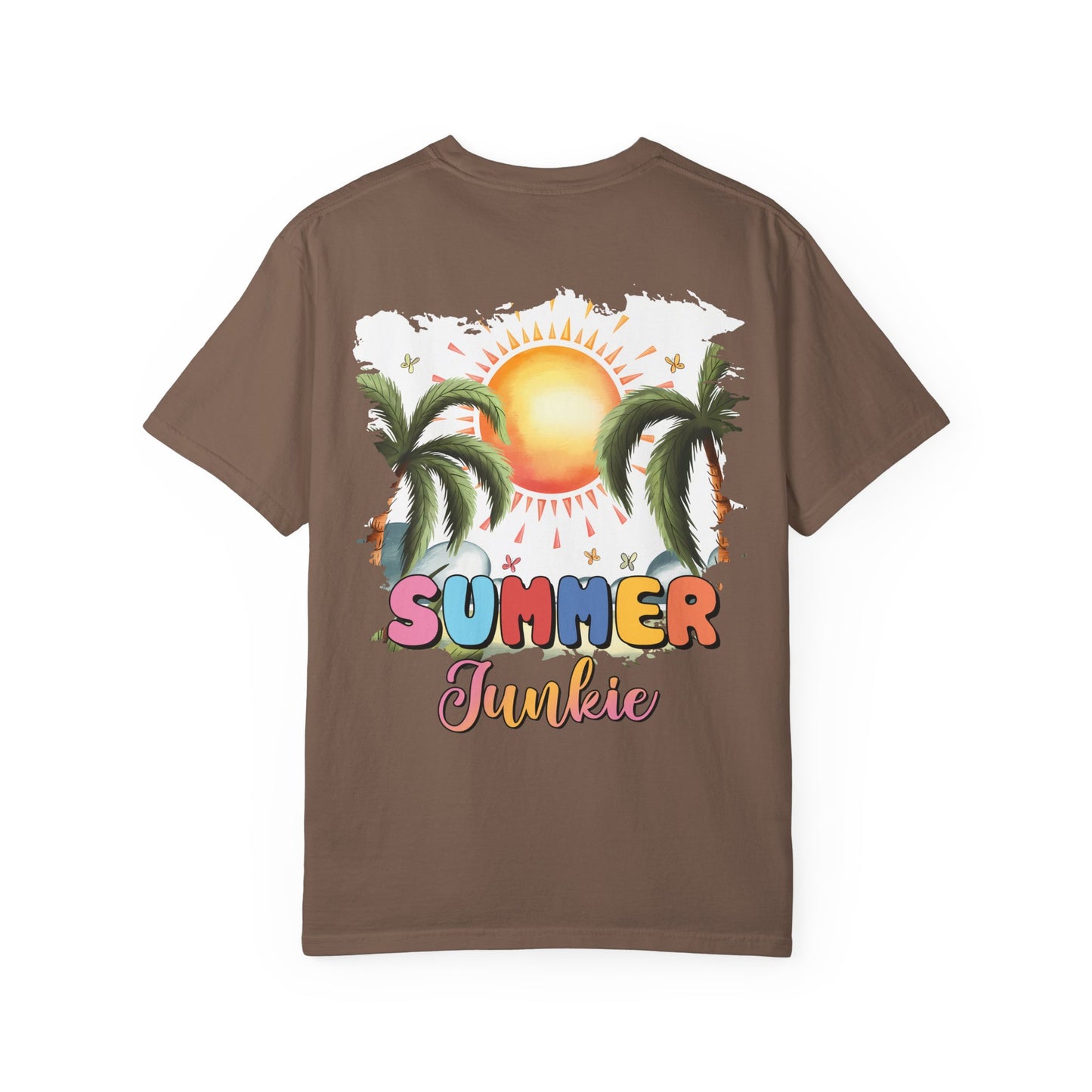 Floral Beach Vibes T-Shirt — Colorful Daisy & Palm Graphic Tee