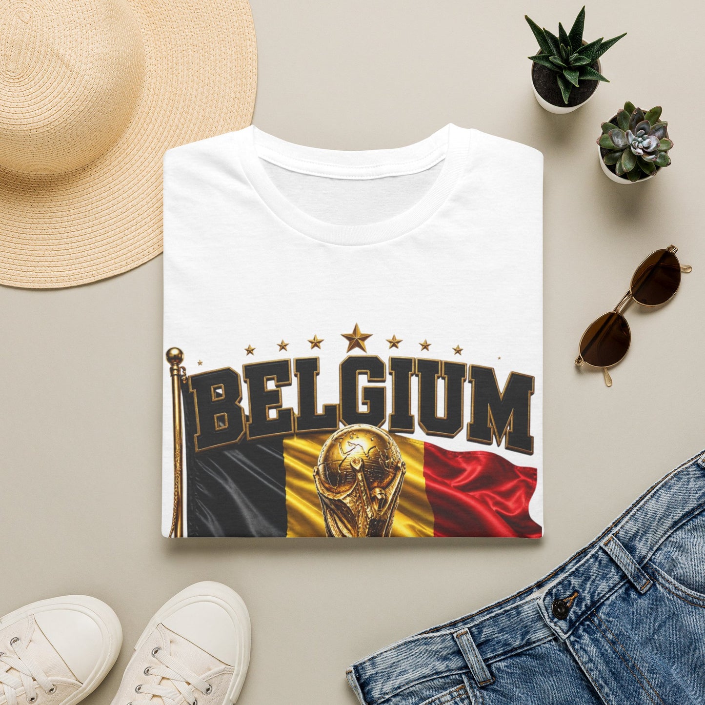 Belgium 2026 World Cup T-Shirt — Belgian Flag & Trophy Soccer Tee